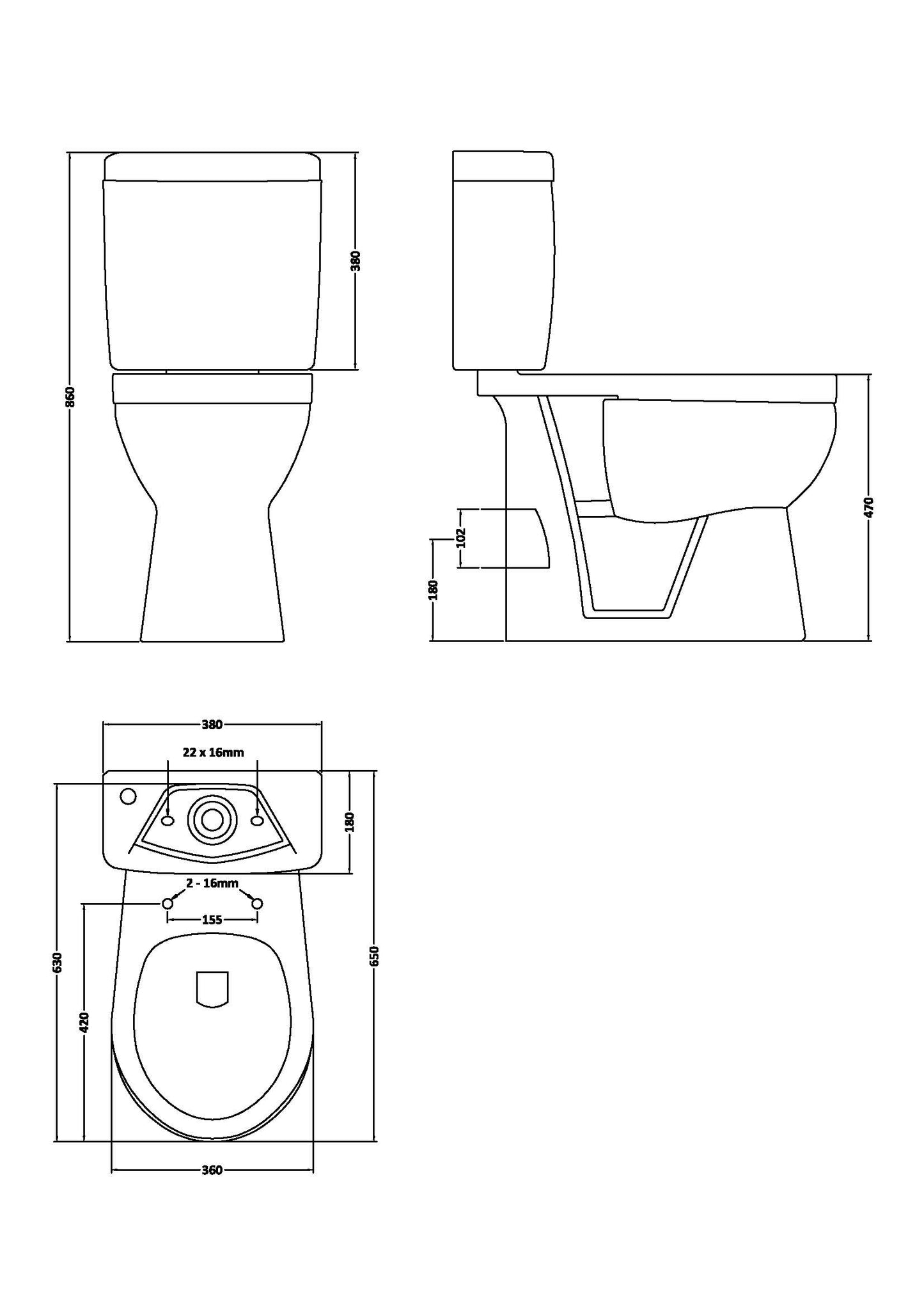 NUIE Comfort Height Pan & Cistern