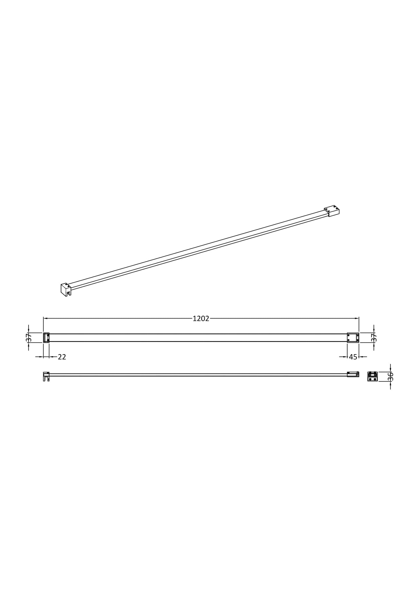 NUIE Wetroom Screen Support Bar