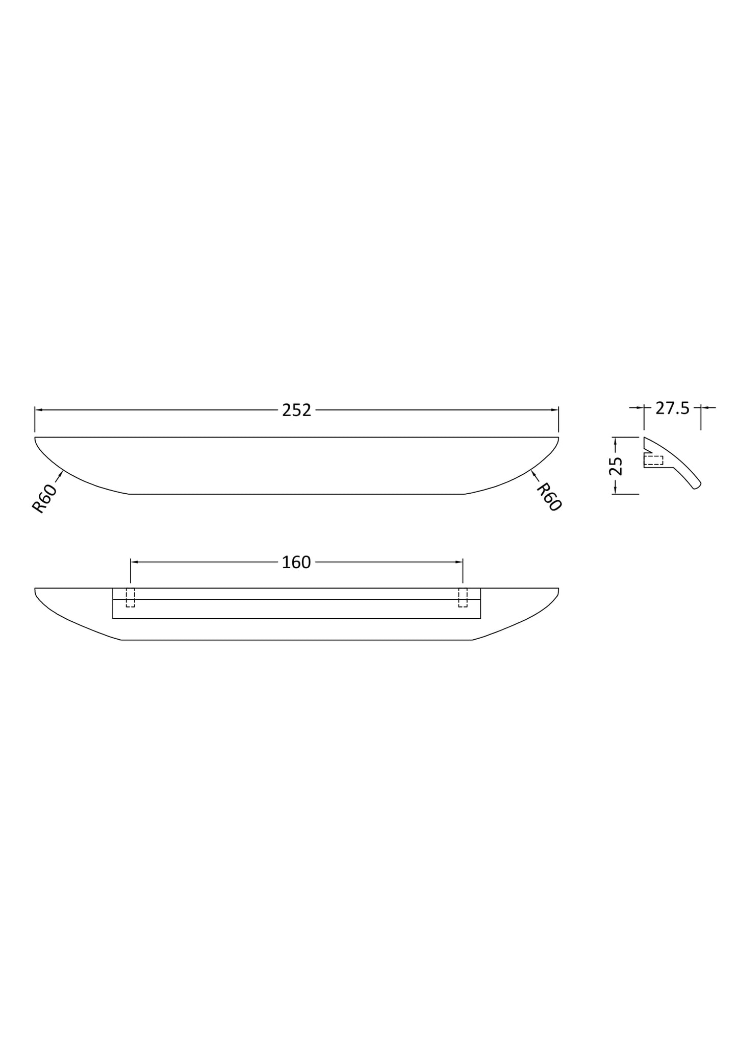 NUIE Finger Pull Handle 160mm