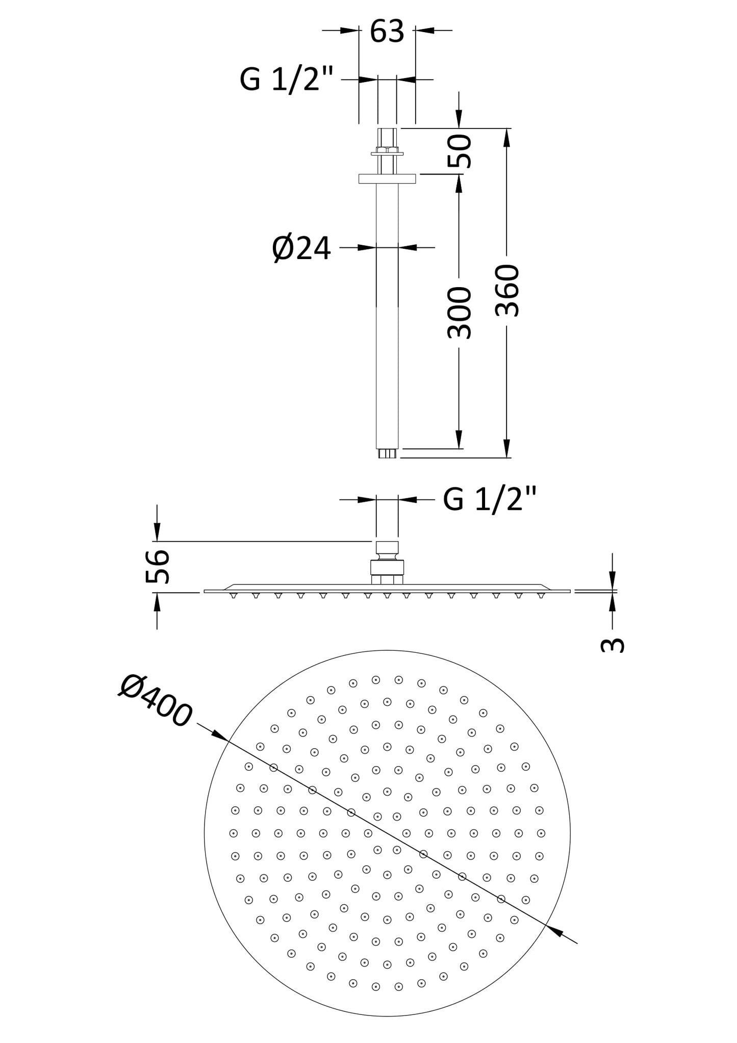 Hudson Reed Ceiling Mounted Head & Arm