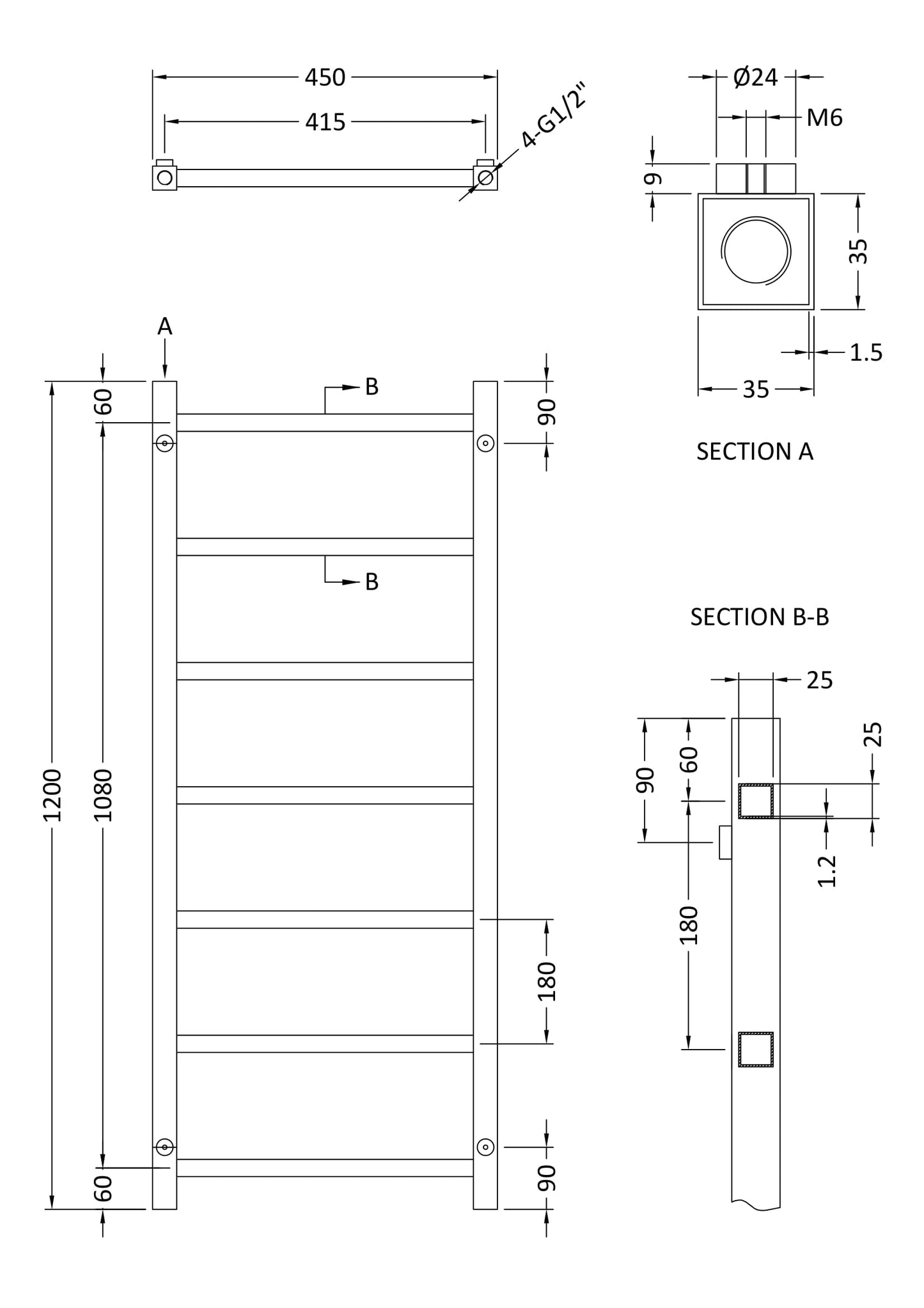 NUIE Heated Towel Rail