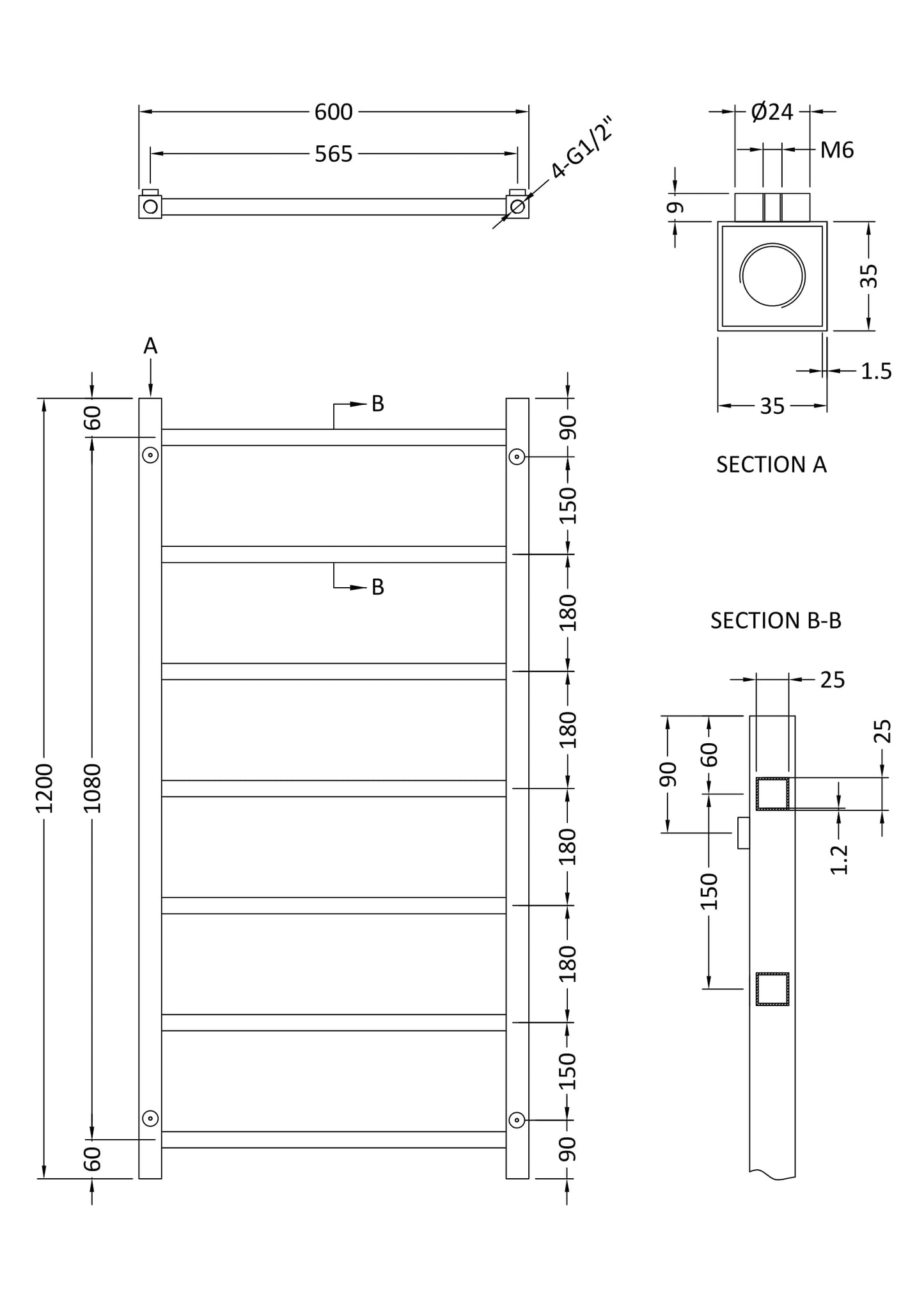 NUIE Heated Towel Rail