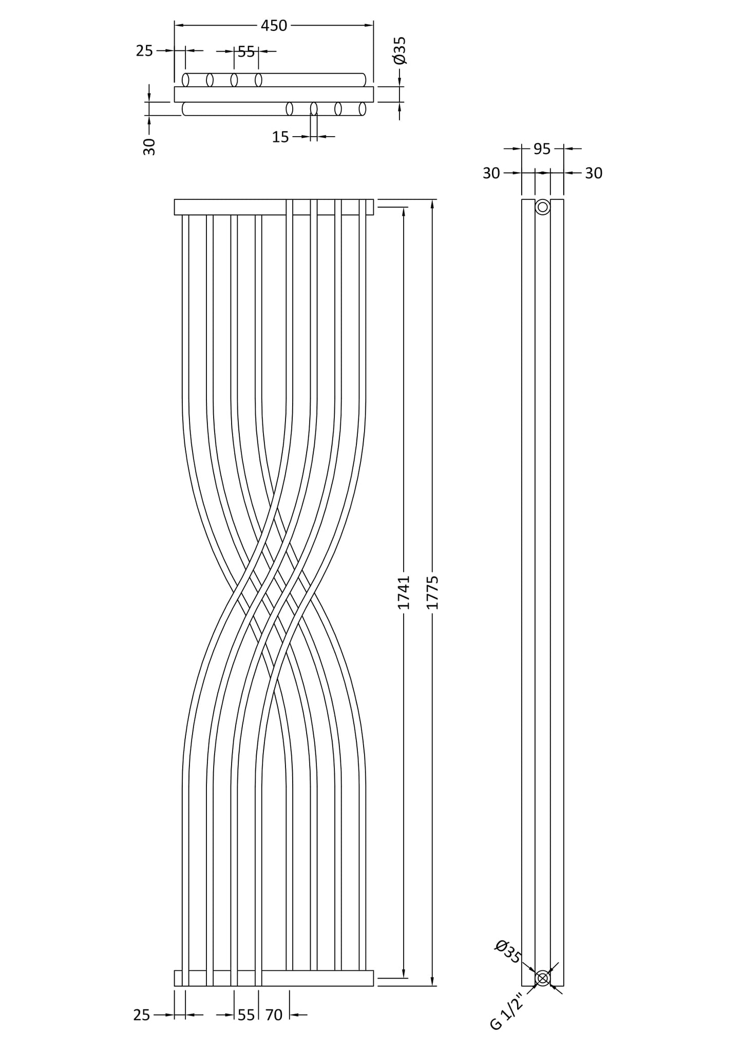 NUIE Xcite Designer Radiator 1775 x 450