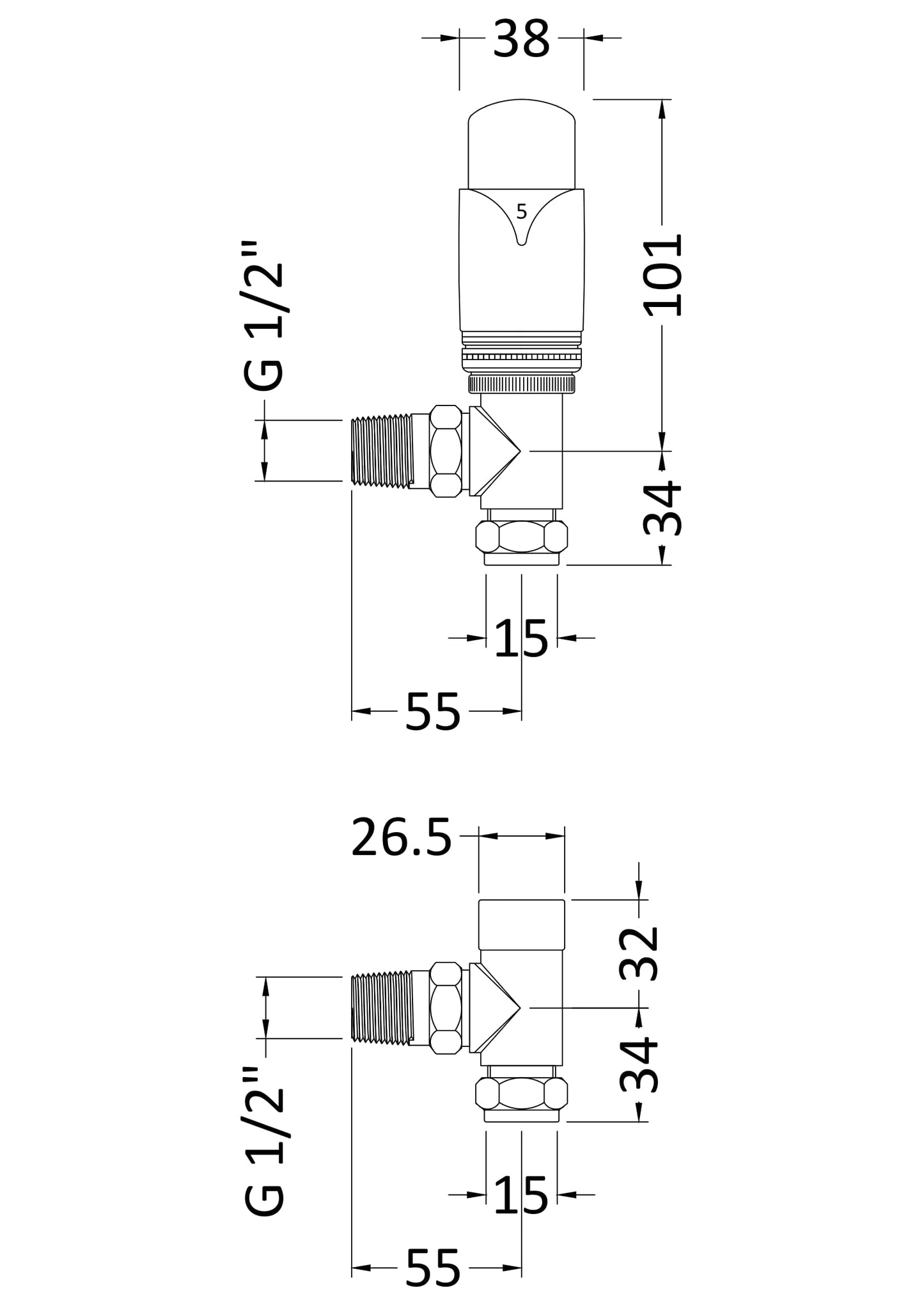 NUIE Angled Thermostatic Radiator Valve Pack