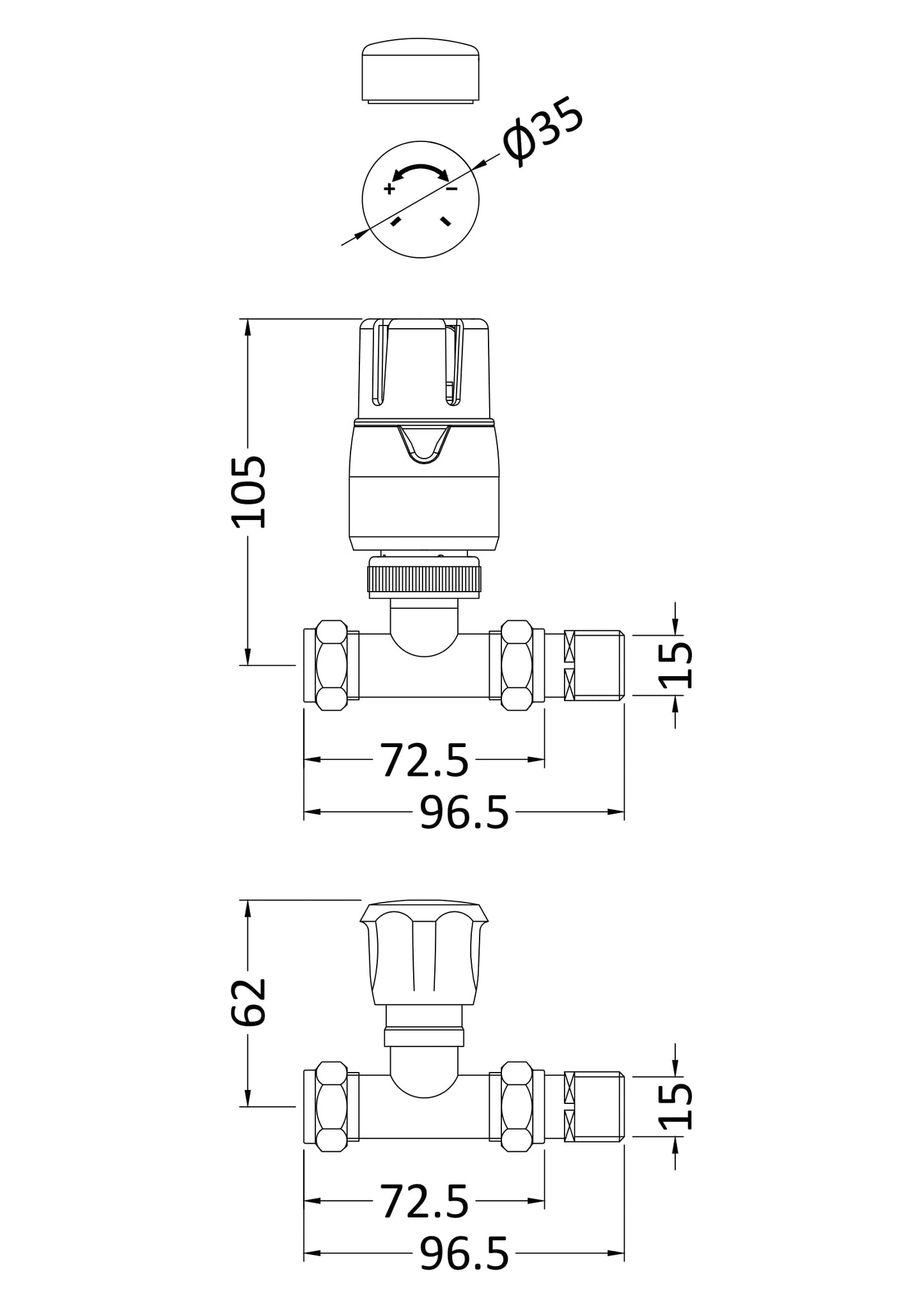 NUIE Straight Radiator Valve Pack (Pairs)