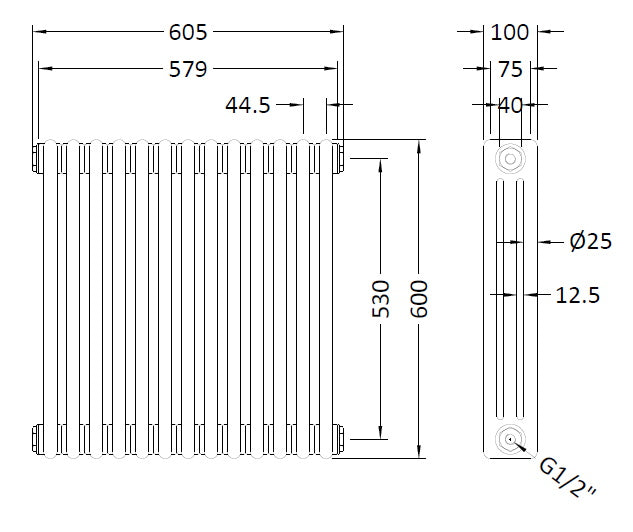 NUIE Triple Column Traditional Radiator