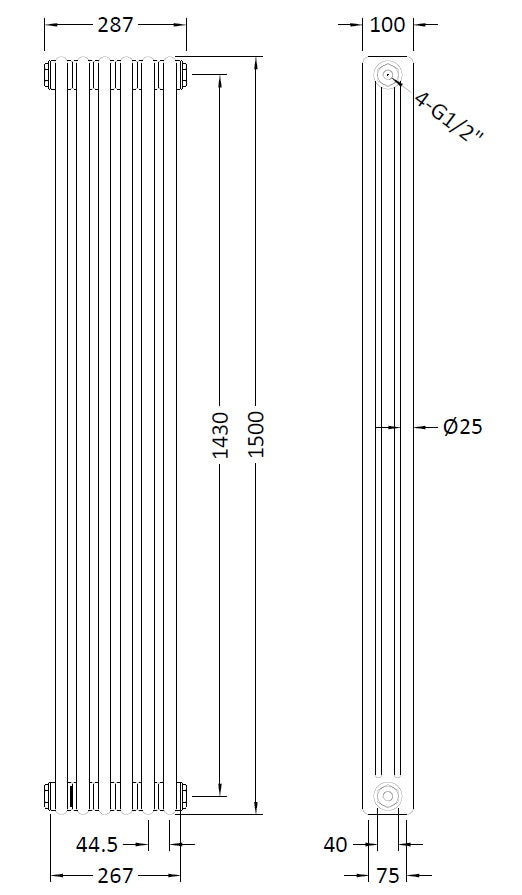 NUIE Triple Column Traditional Radiator