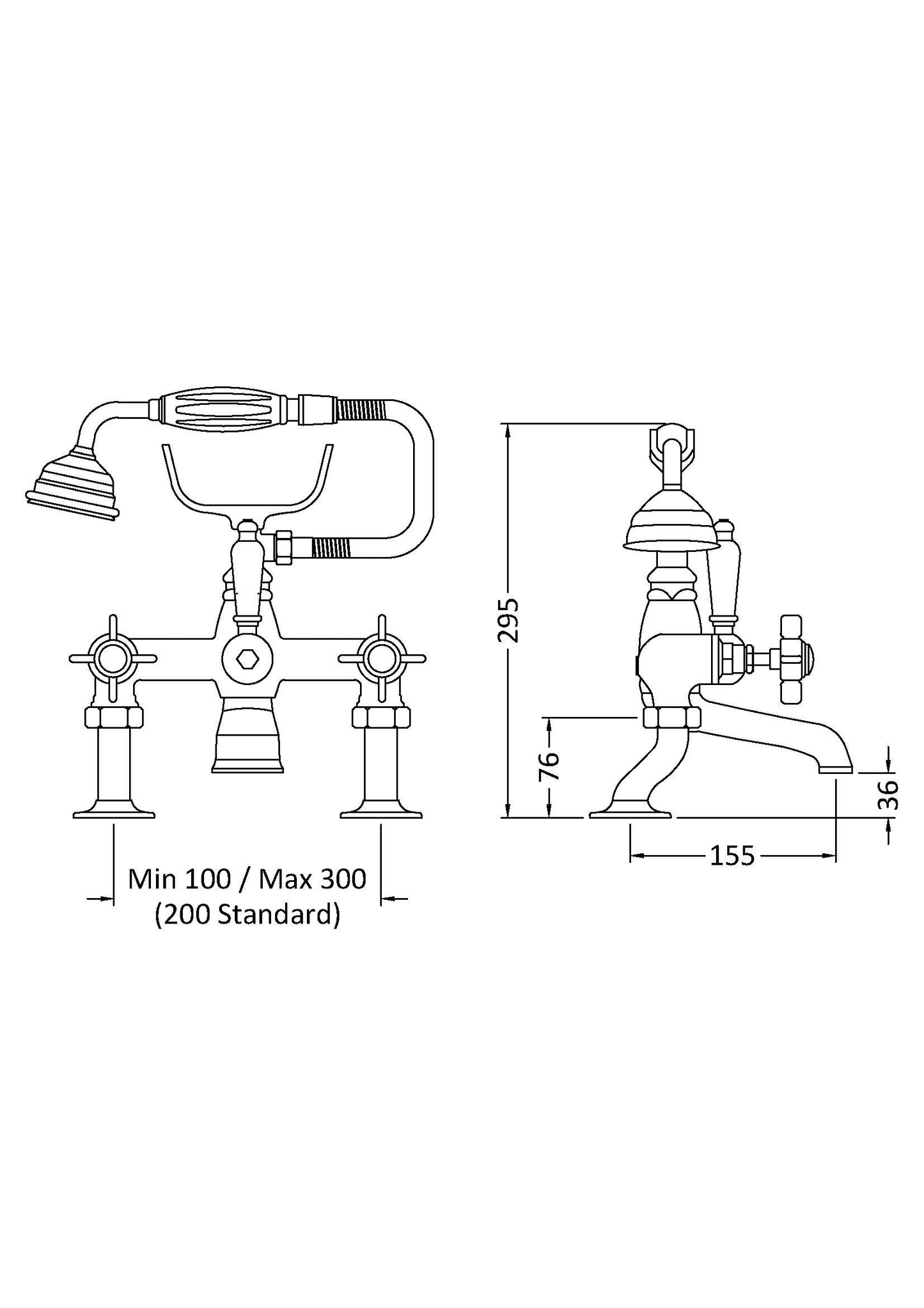 NUIE Luxury 3/4" Cranked Bath Shower Mixer