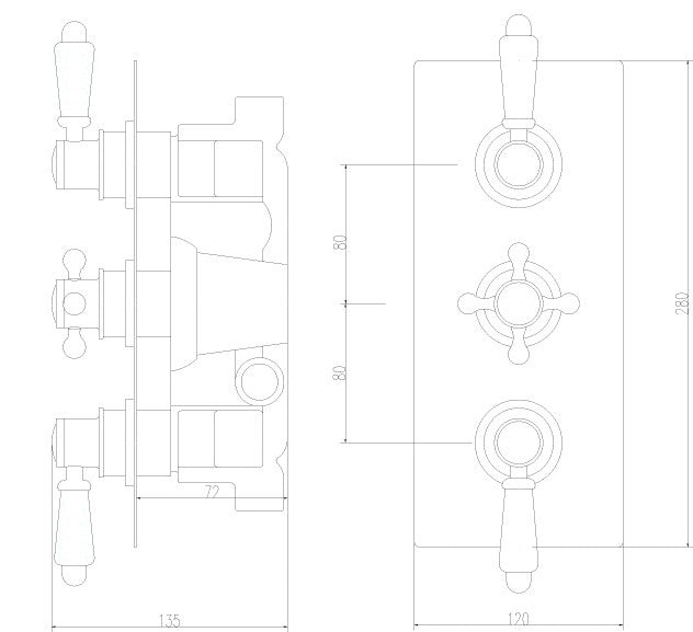 NUIE Triple Thermostatic Shower Valve