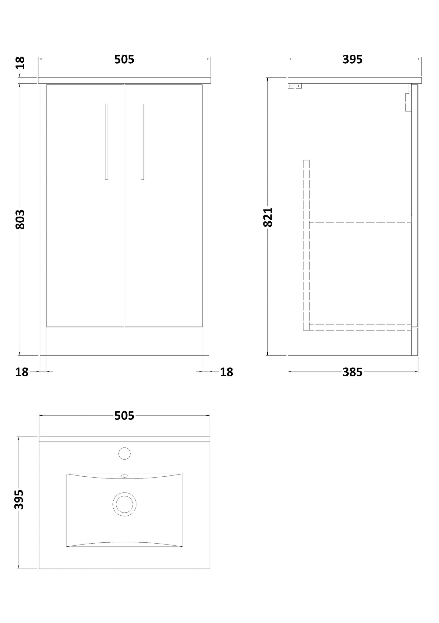 Hudson Reed 500mm Floor Standing 2 Door Vanity & Basin 2