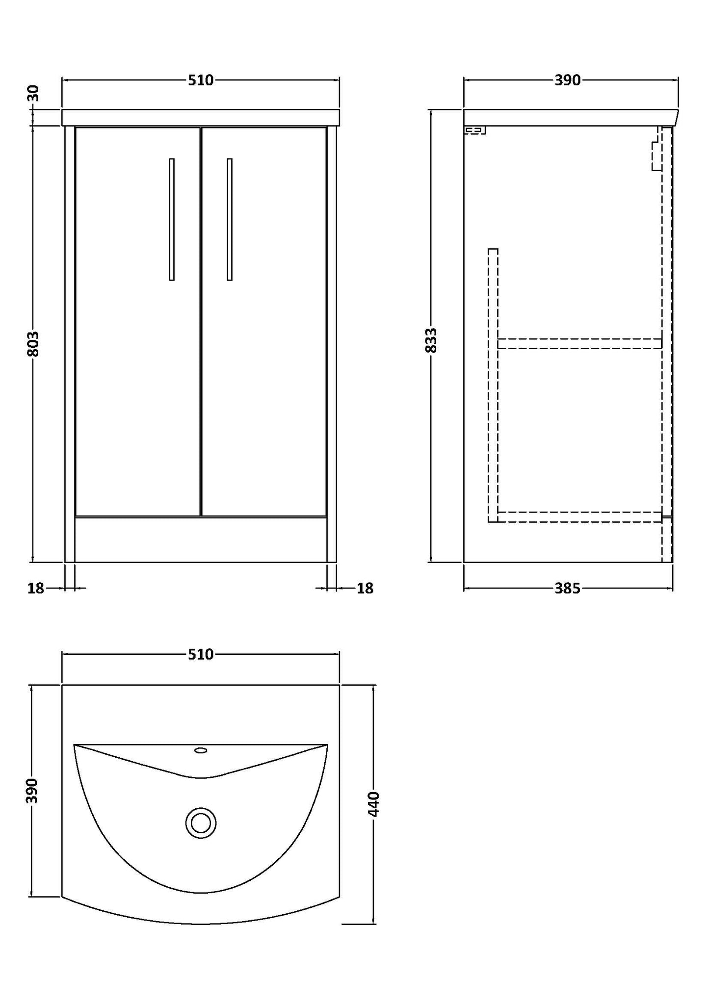 Hudson Reed 500mm Floor Standing 2 Door Vanity & Basin 4