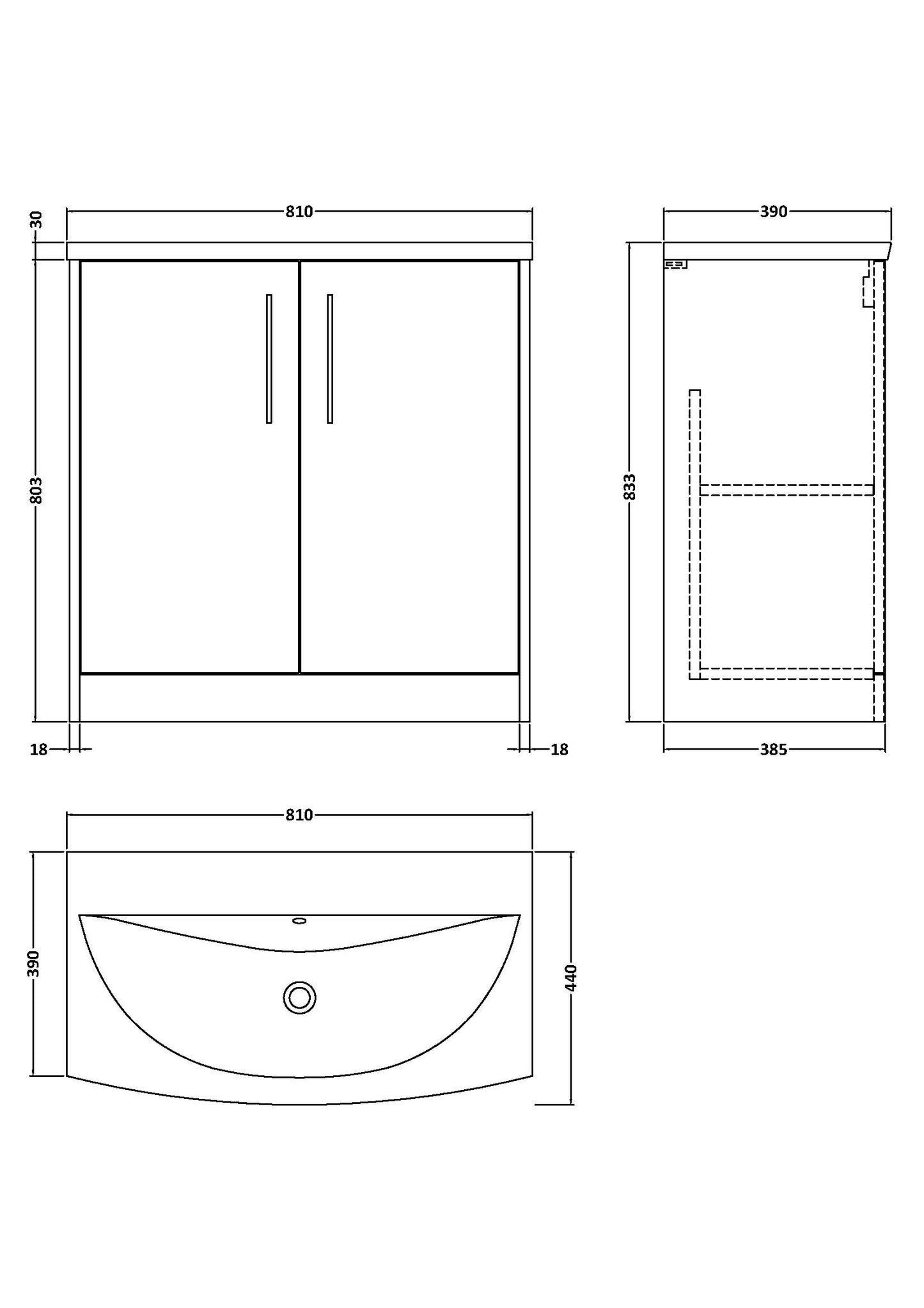 Hudson Reed 800mm Floor Standing 2 Door Vanity & Basin 4