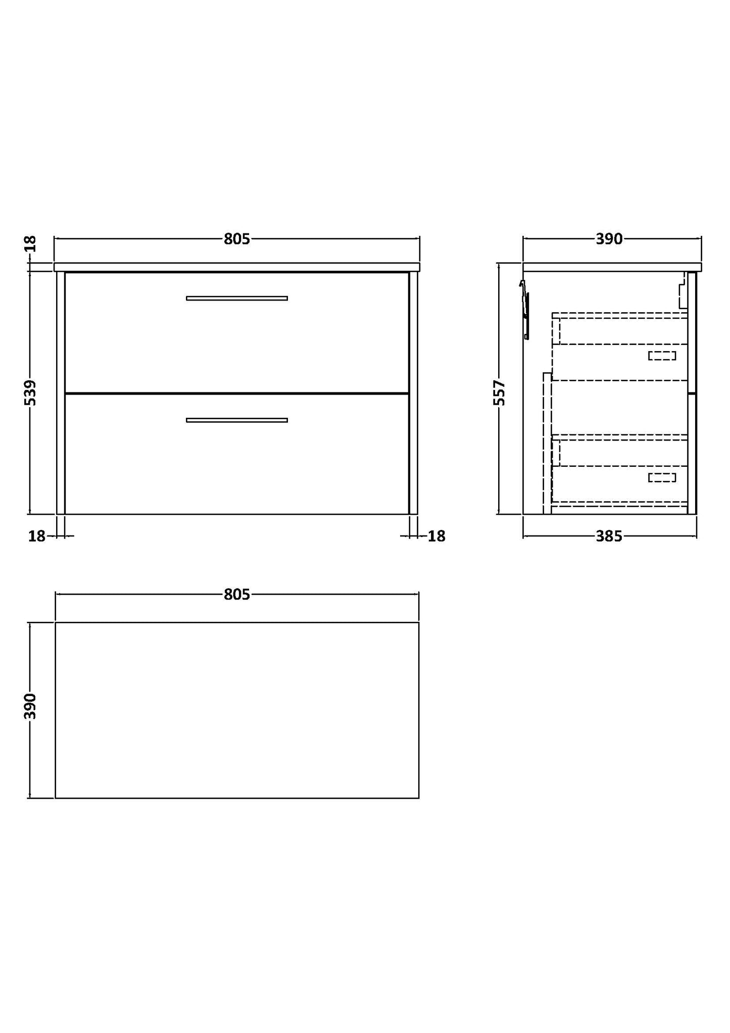 Hudson Reed 800mm Wall Hung 2 Drawer Vanity & Worktop