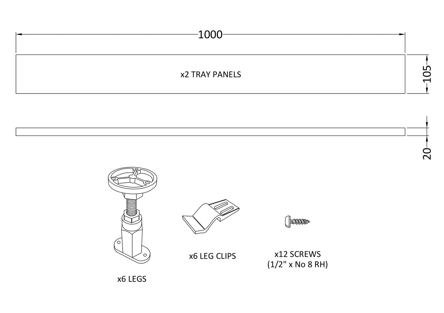 NUIE Leg Set & Plinth Kit (1000 Plinth x 2)