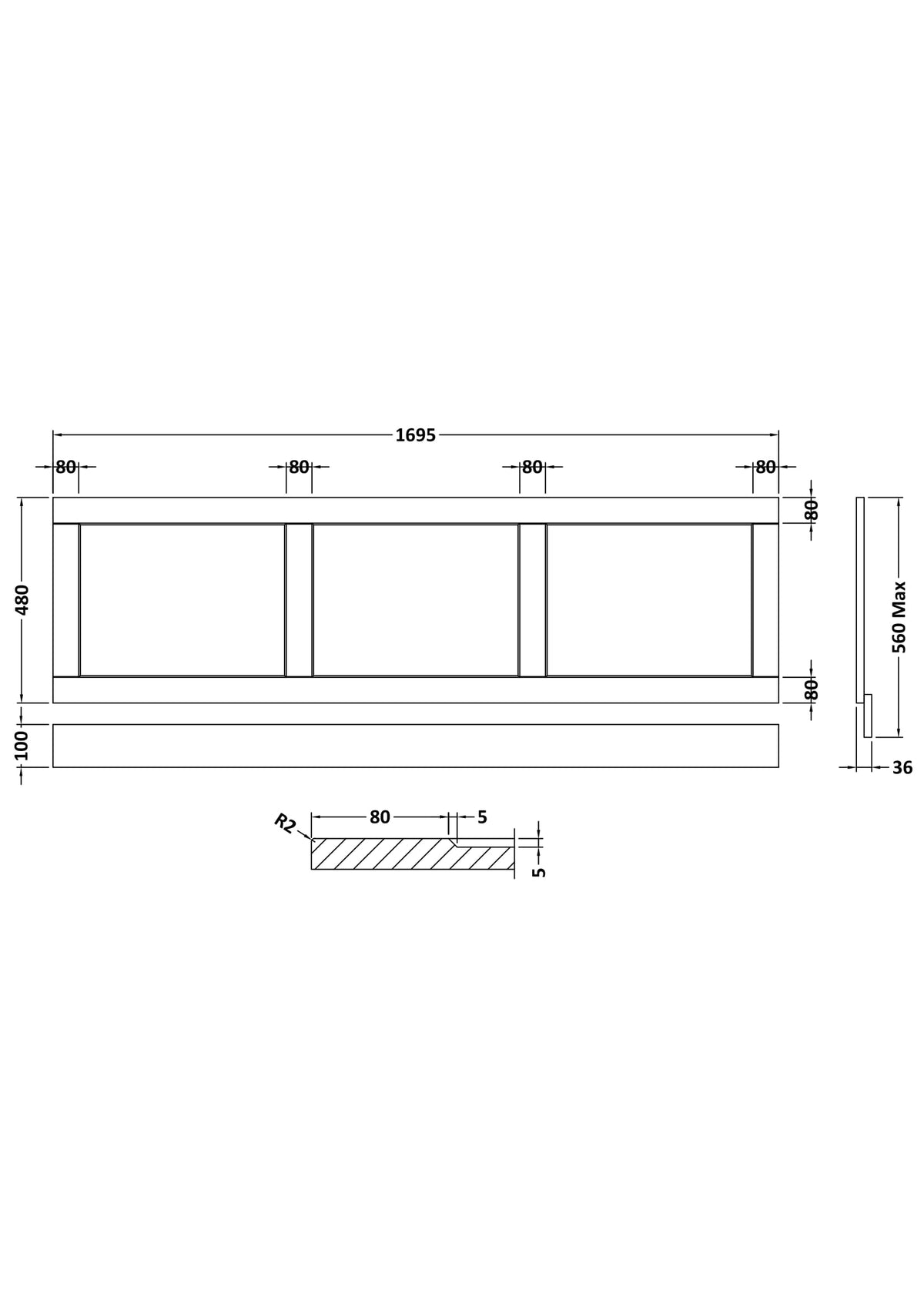 Hudson Reed 1700mm Front Panel