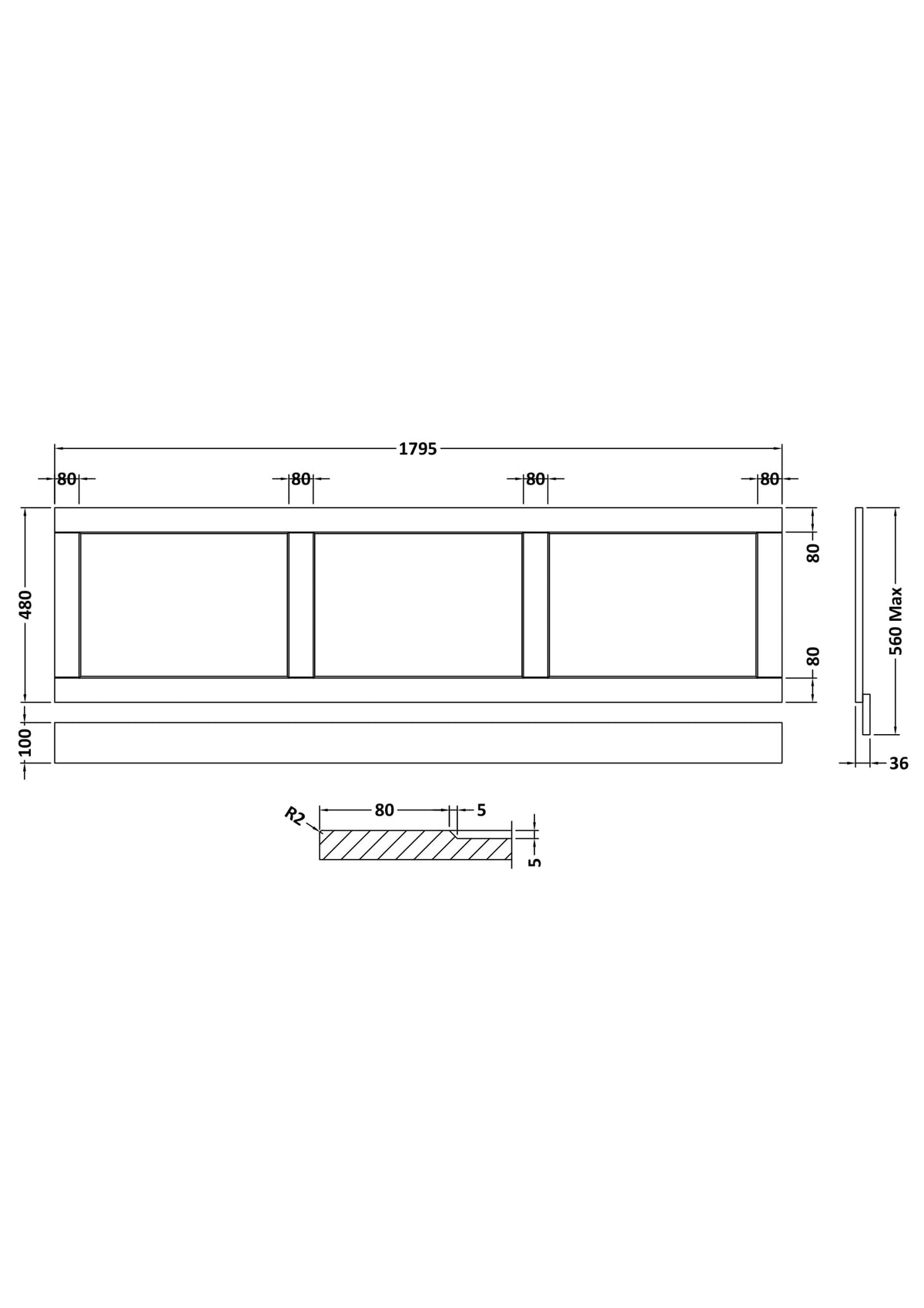 Hudson Reed 1800mm Front Panel