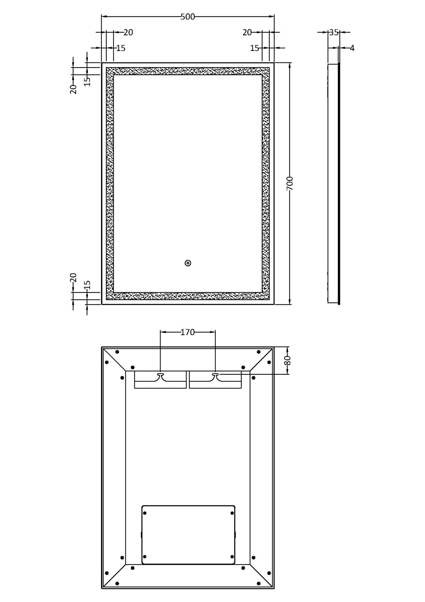 NUIE 700 x 500 LED Mirror