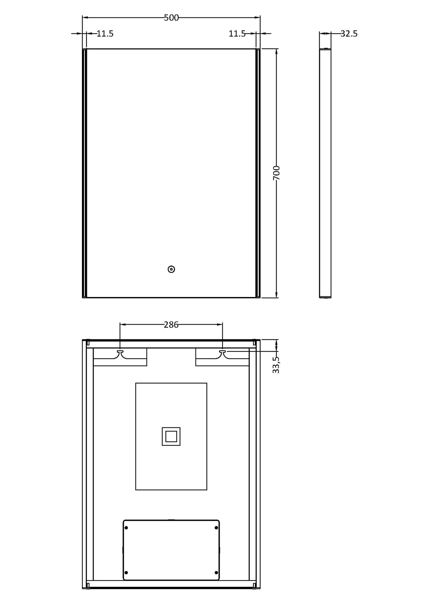 NUIE 700 x 500 LED Mirror