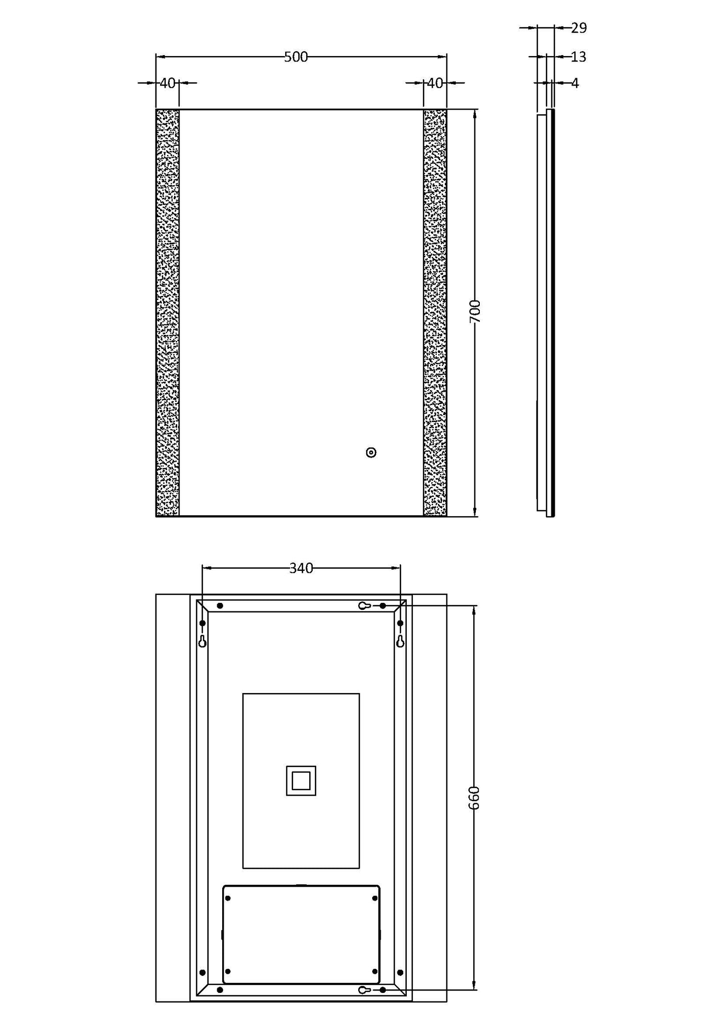 NUIE 700 x 500 Ambient Mirror