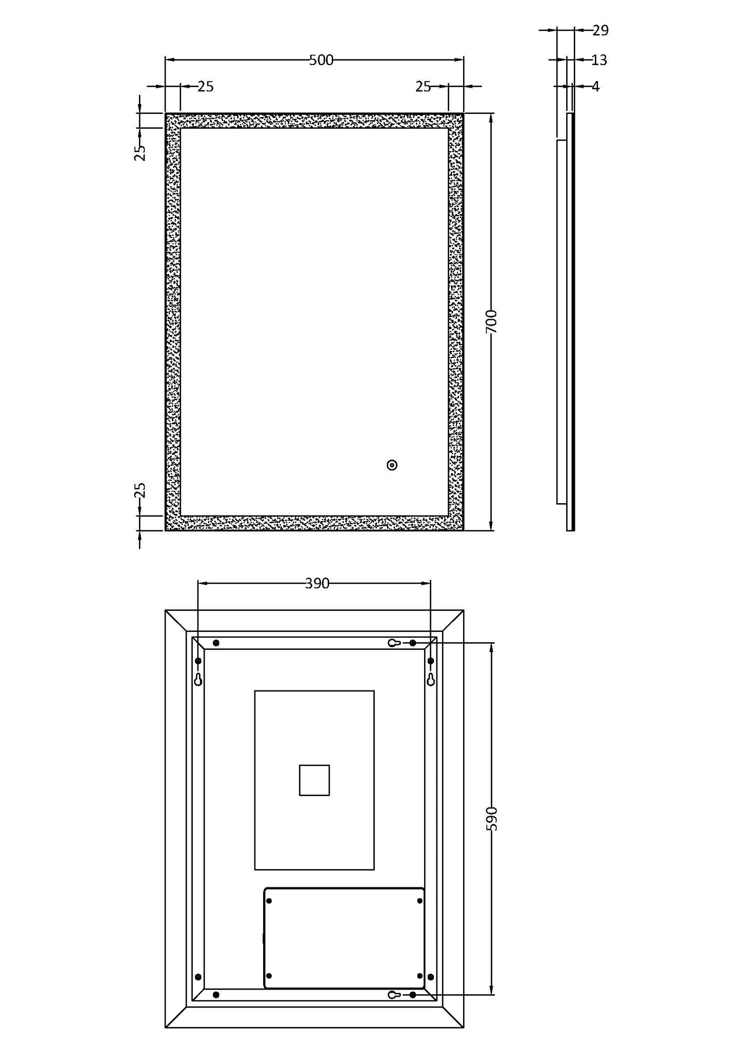 NUIE 700 x 500 Ambient Mirror