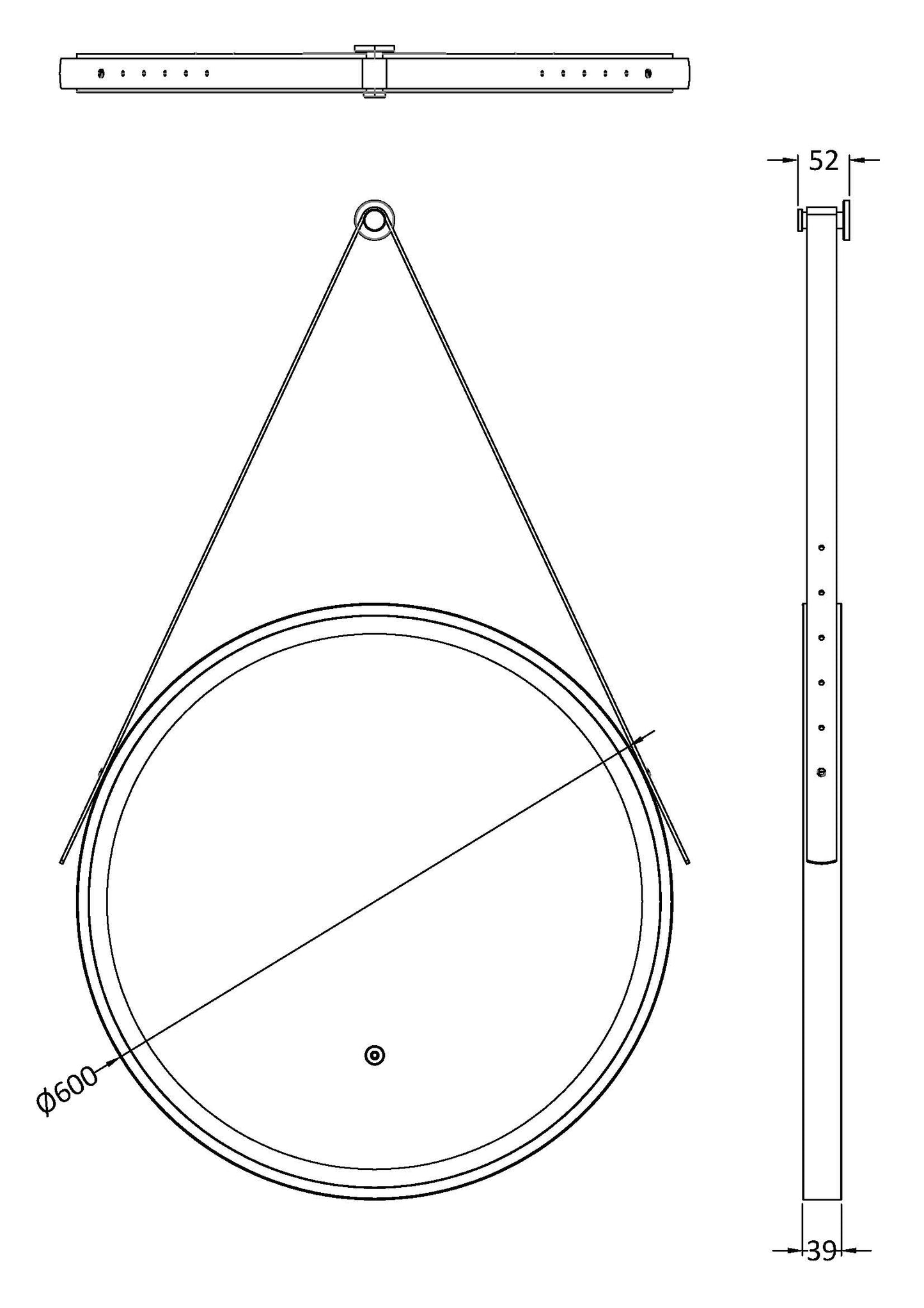 NUIE 600mm Round Illuminated Mirror