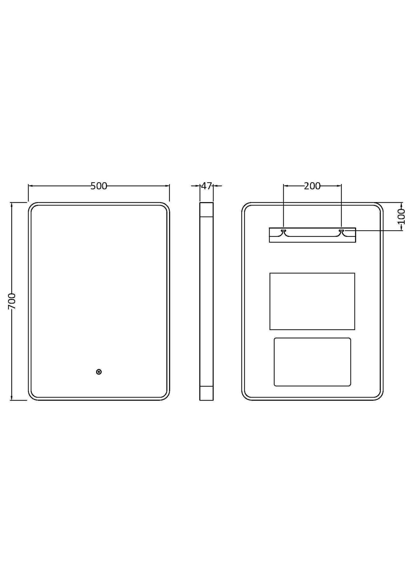 NUIE Black Frame LED Mirror - 700 x 500mm