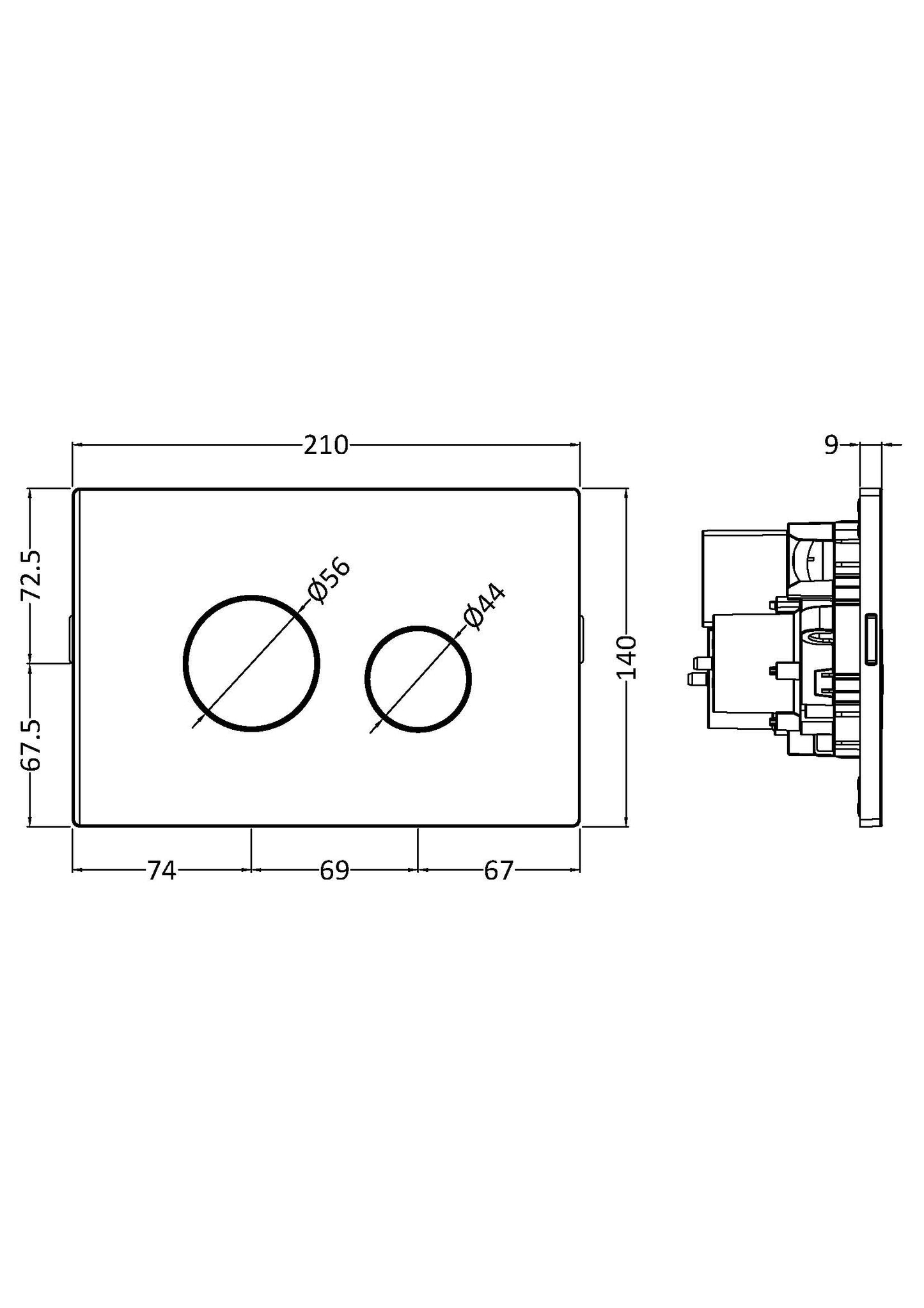 NUIE Brushed Brass Round Plate for Pneumatic Dual Flush