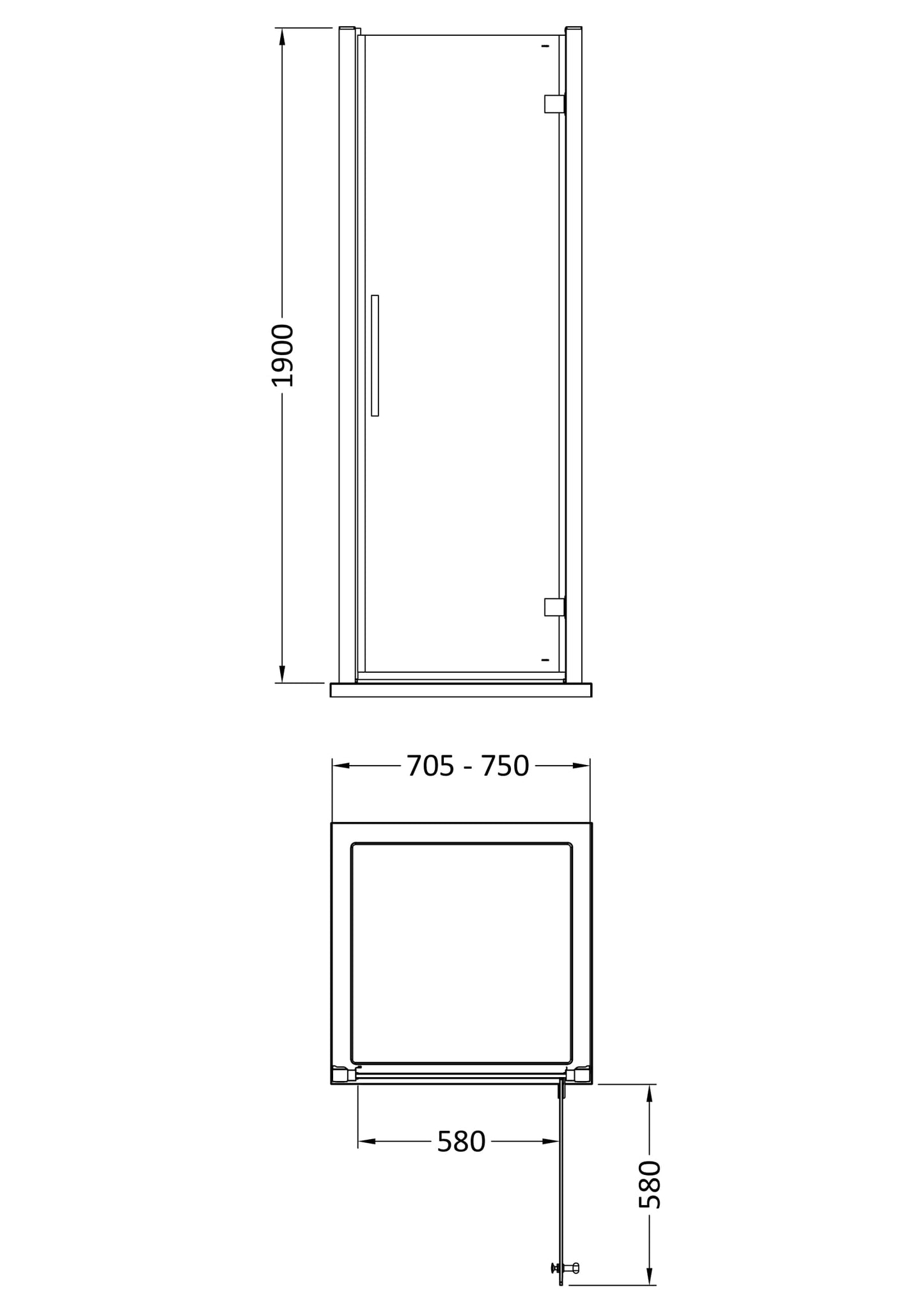 Hudson Reed Apex 760mm Hinged Door