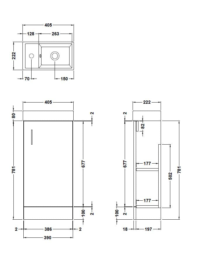 NUIE 400mm Floor Standing Vanity & Basin