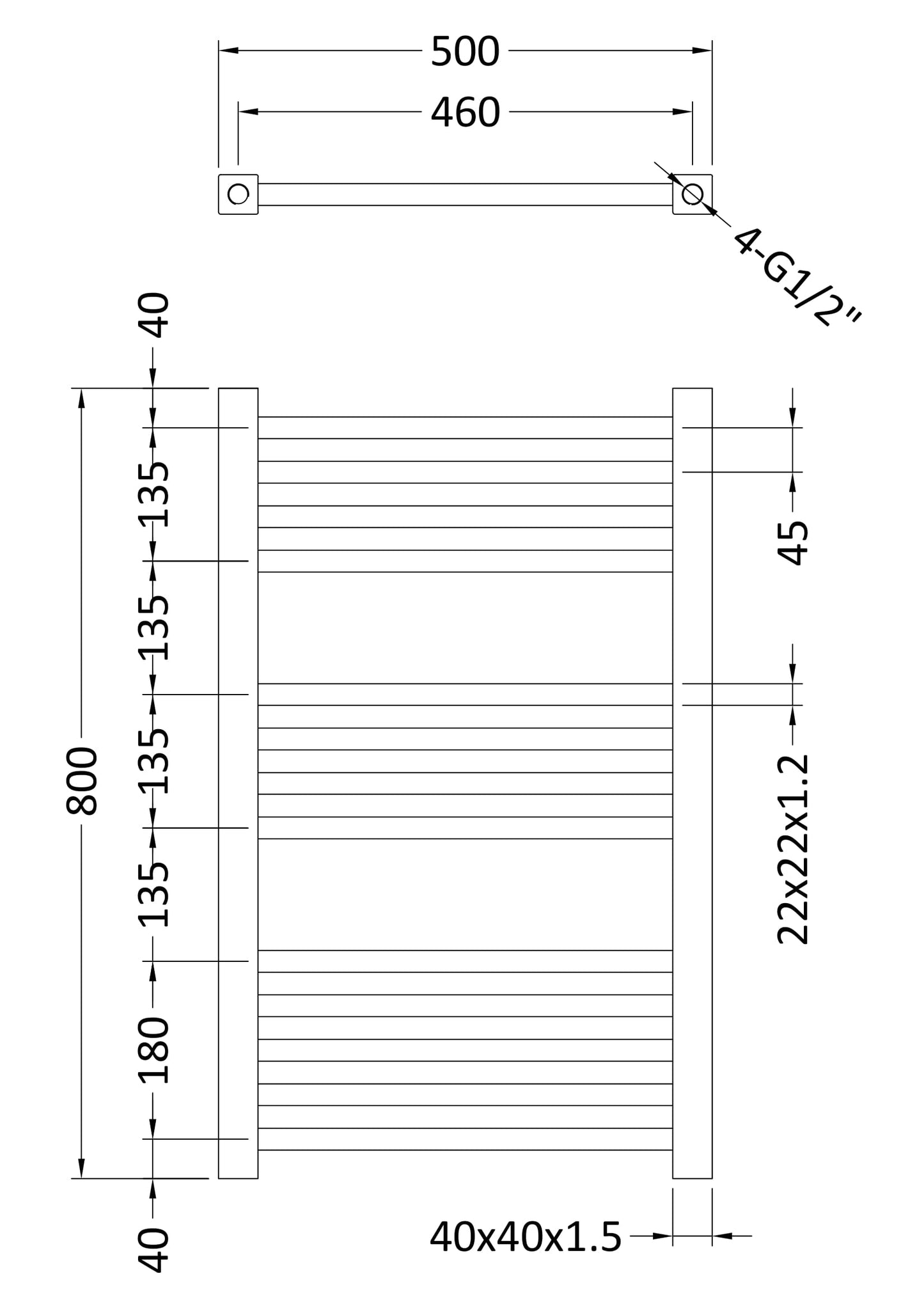 NUIE Square Ladder Rail