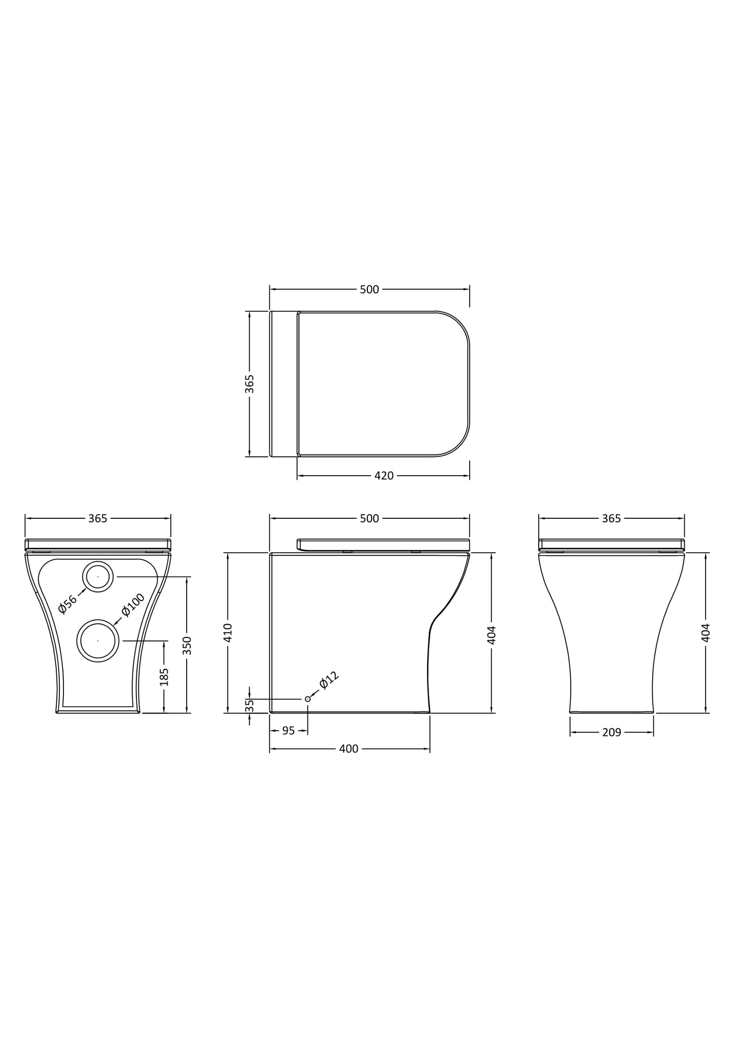 NUIE Back To Wall Pan & Soft Close Seat