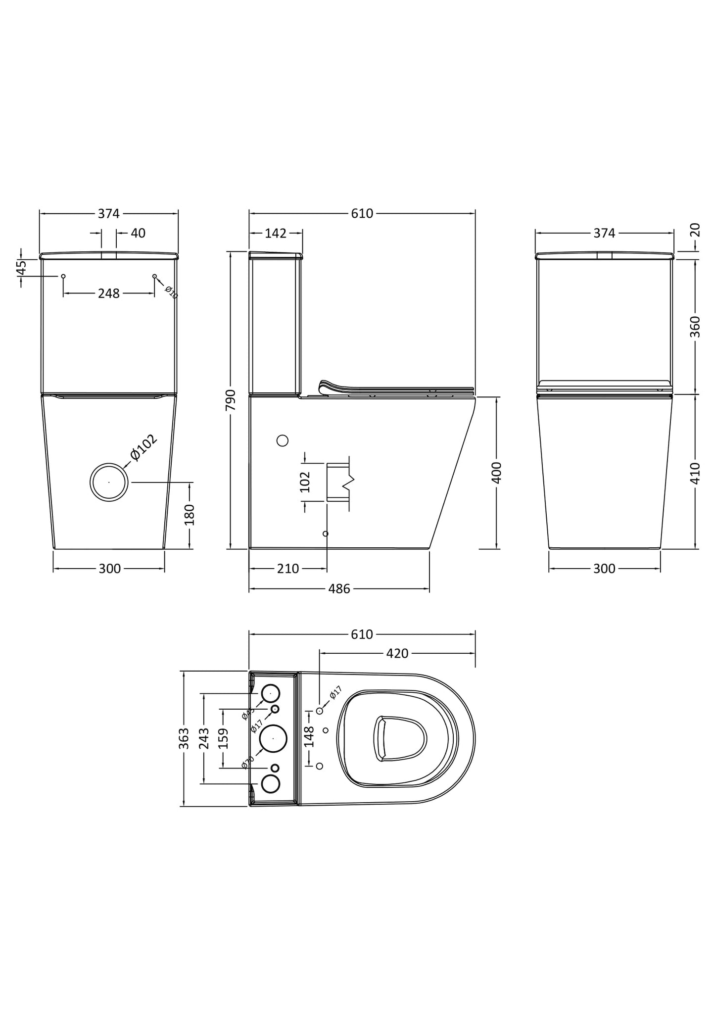NUIE Pan, Cistern & Seat