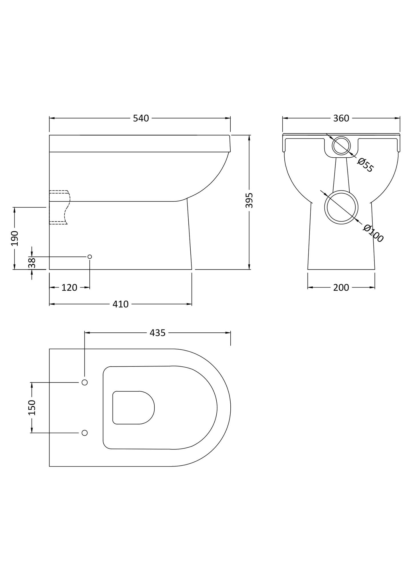 NUIE Back to Wall Pan