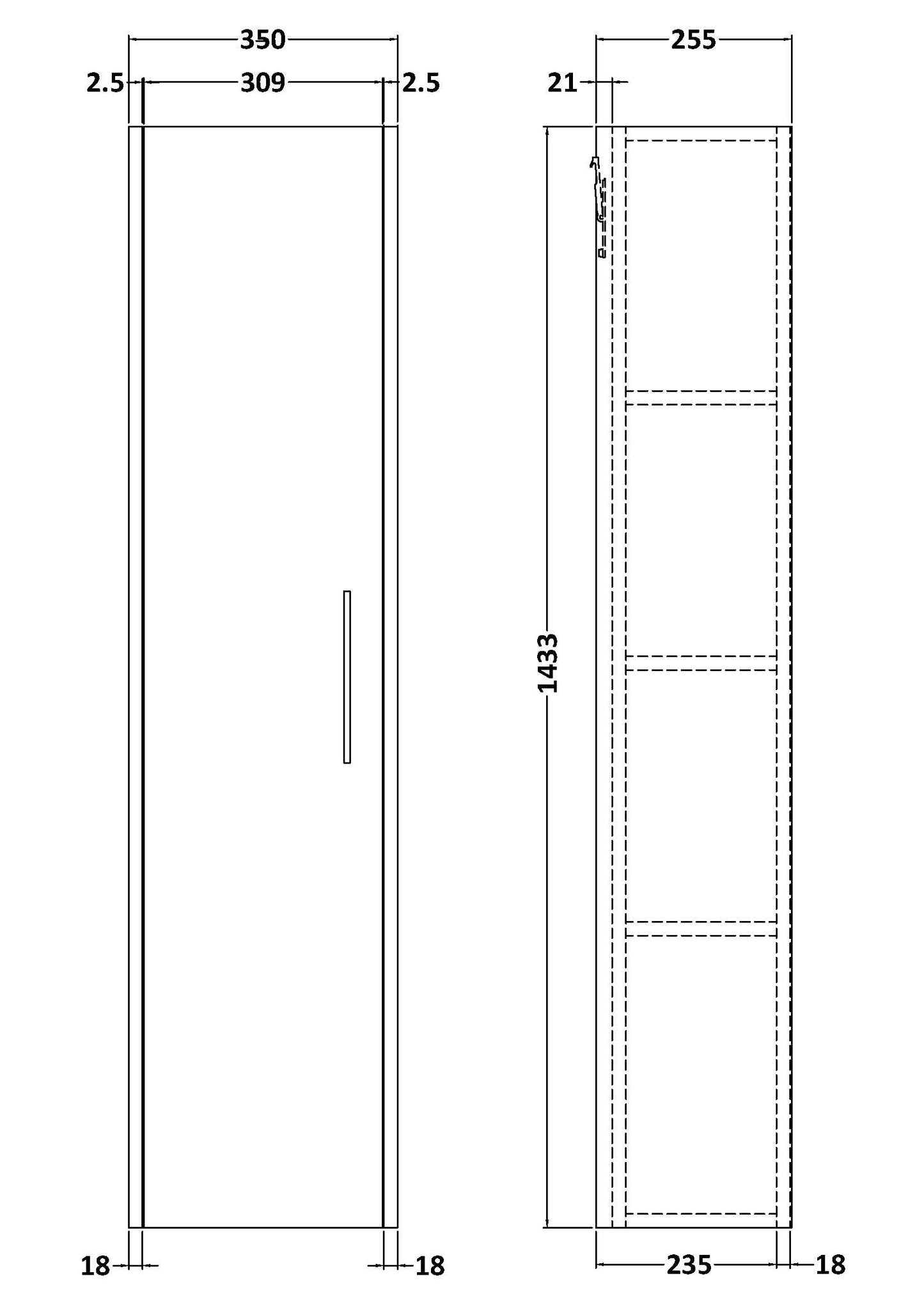 Hudson Reed Wall Hung 350mm Tall Unit