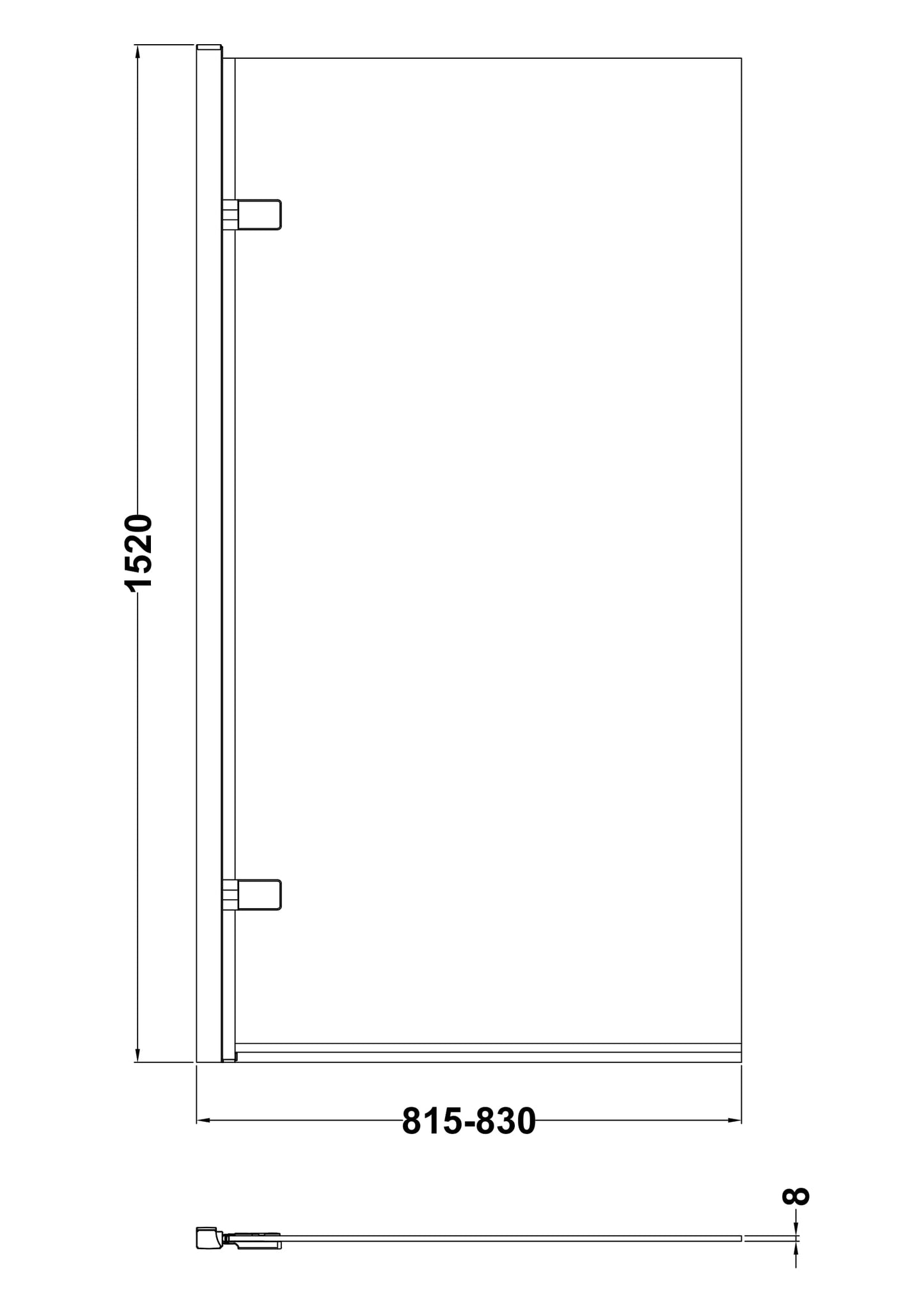 NUIE Square Hinged Bath Screen
