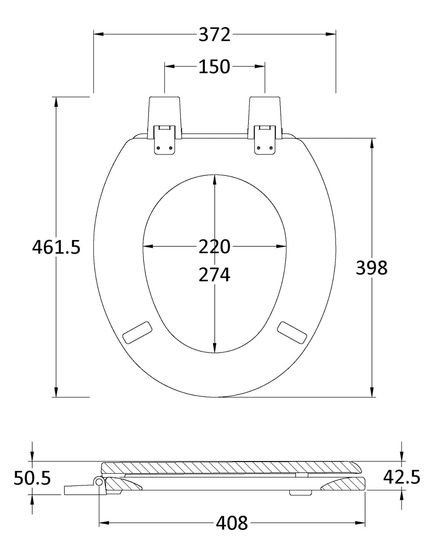 Hudson Reed Traditional Toilet Seat Plastic Hinges