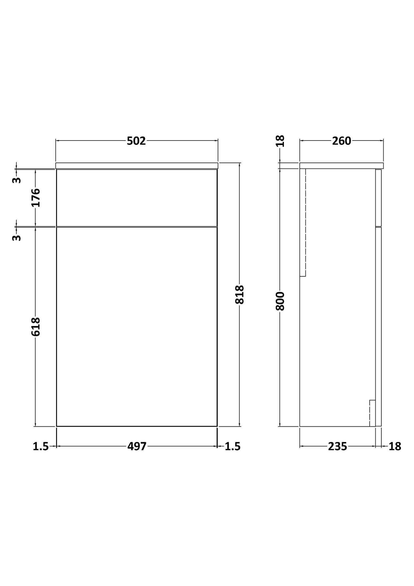 NUIE 500mm WC Unit