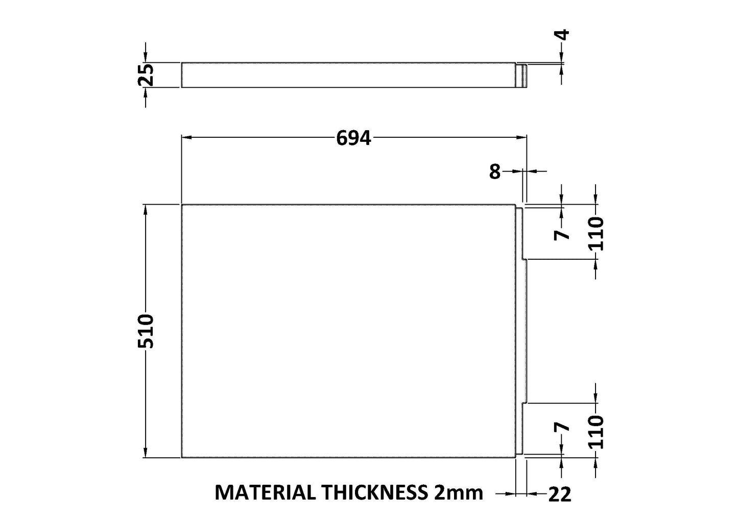NUIE Acrylic End Panel (700mm)