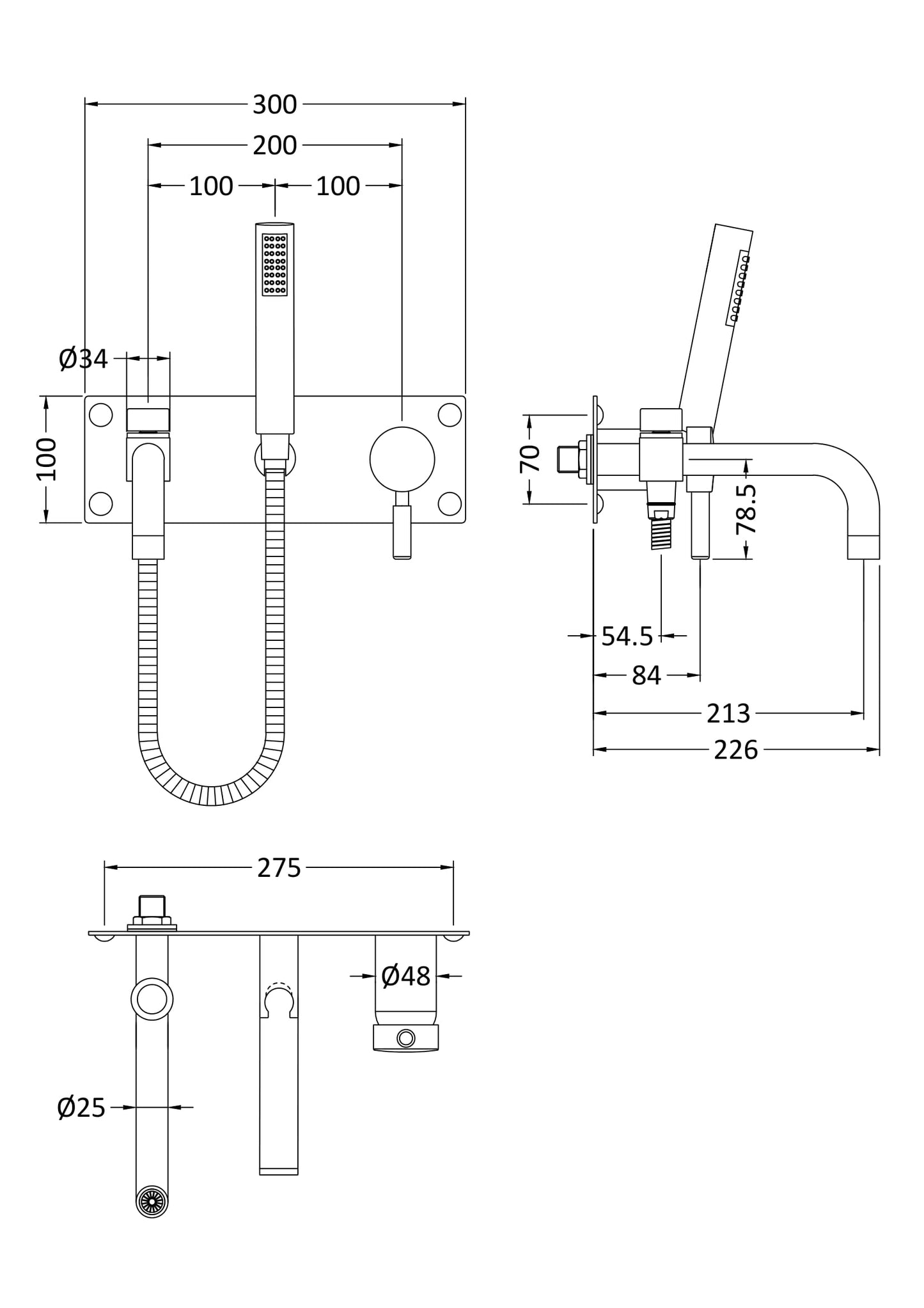 Hudson Reed Wall Mounted Bath Shower Mixer