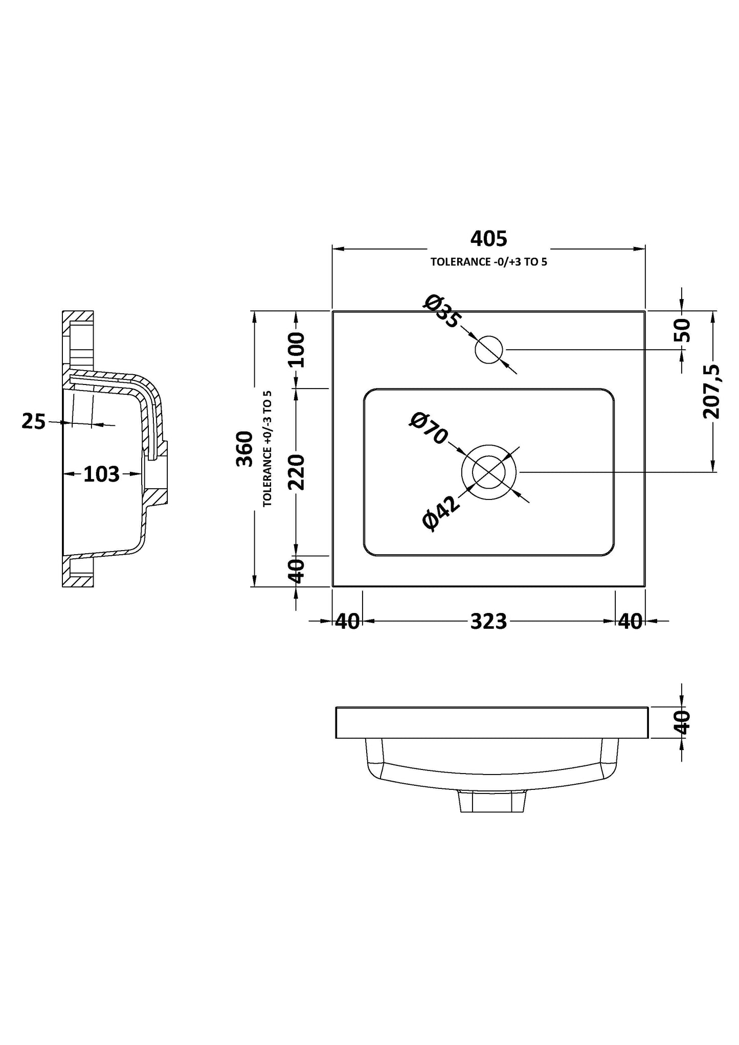Hudson Reed 400mm Full Depth Basin