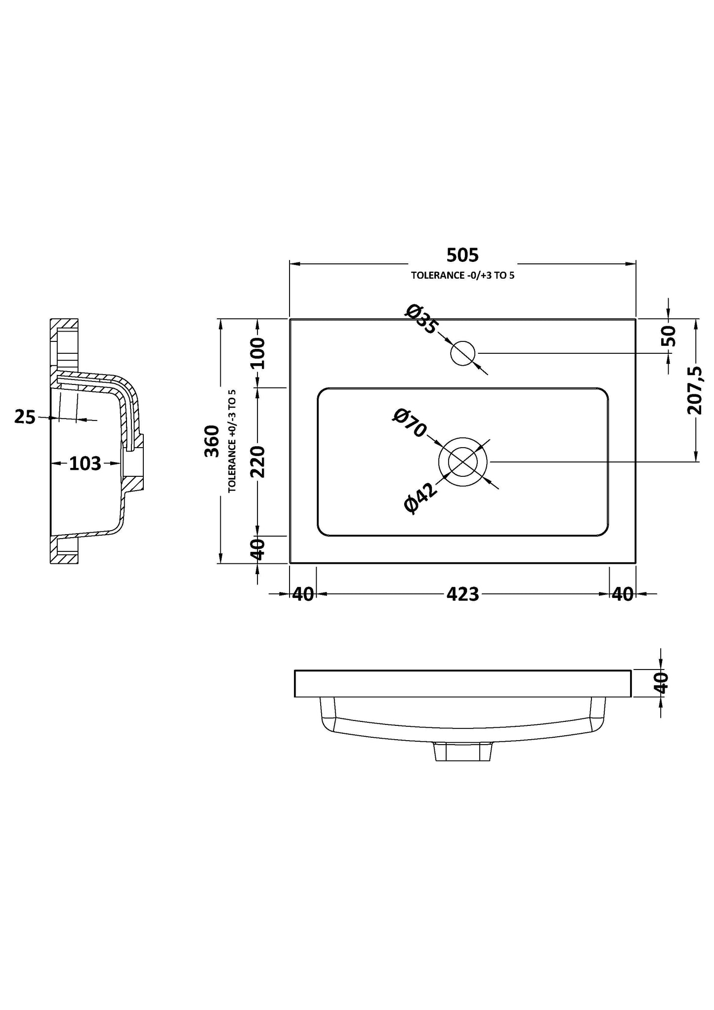 Hudson Reed 500mm Full Depth Basin