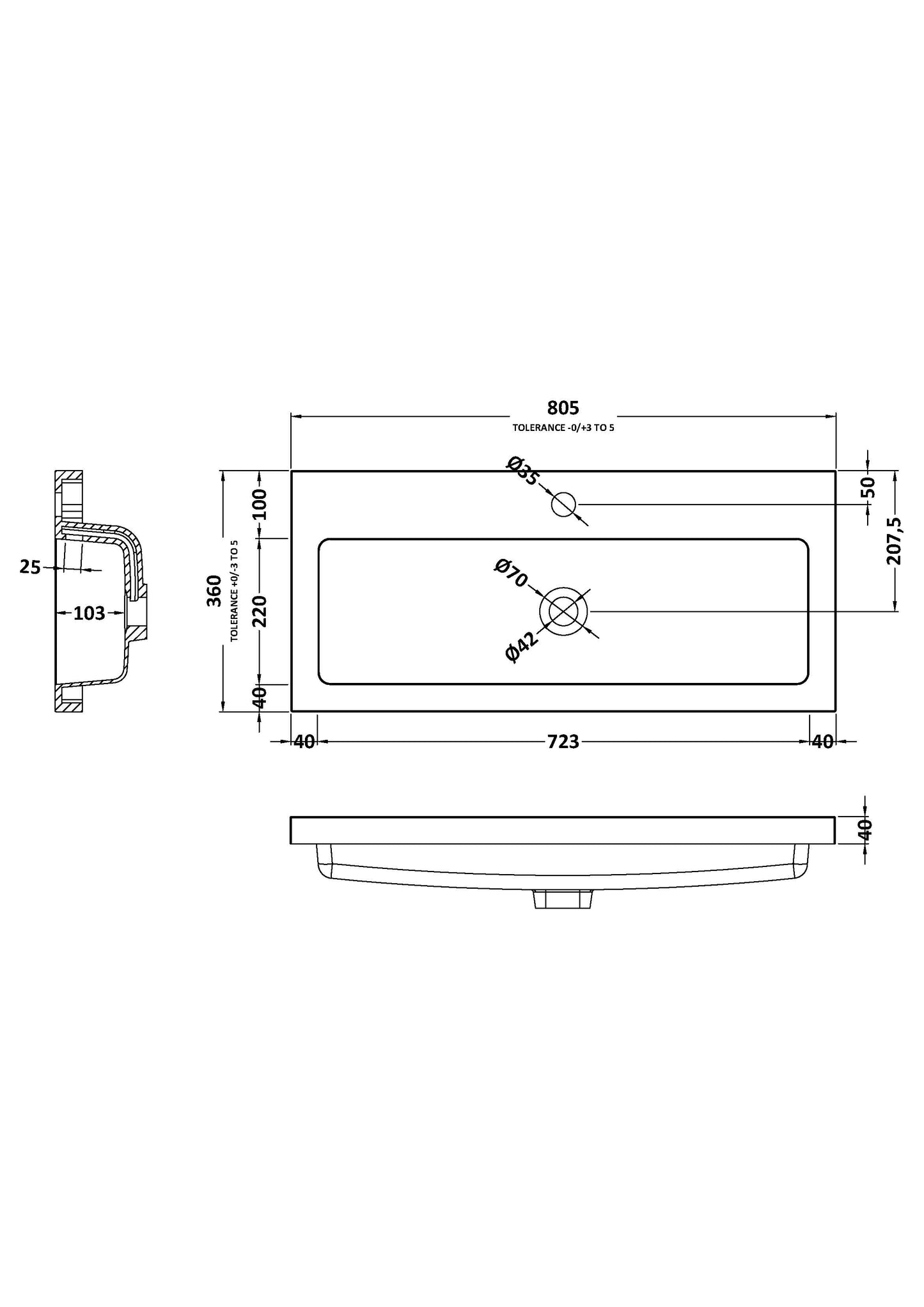 Hudson Reed 800mm Full Depth Basin