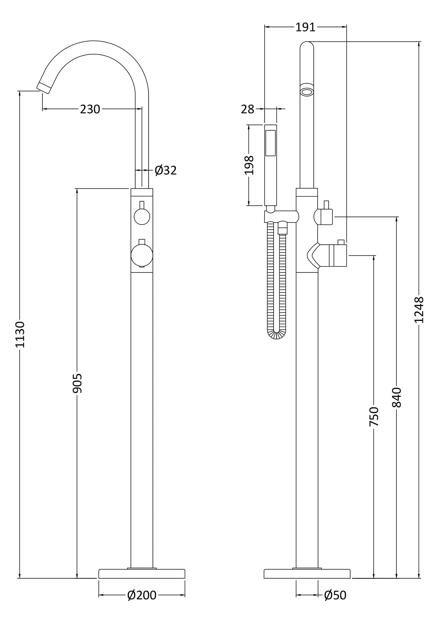 Hudson Reed Floor Standing Bath Shower Mixer