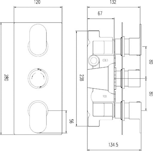 Hudson Reed Triple Thermostatic Shower Valve With Diverter