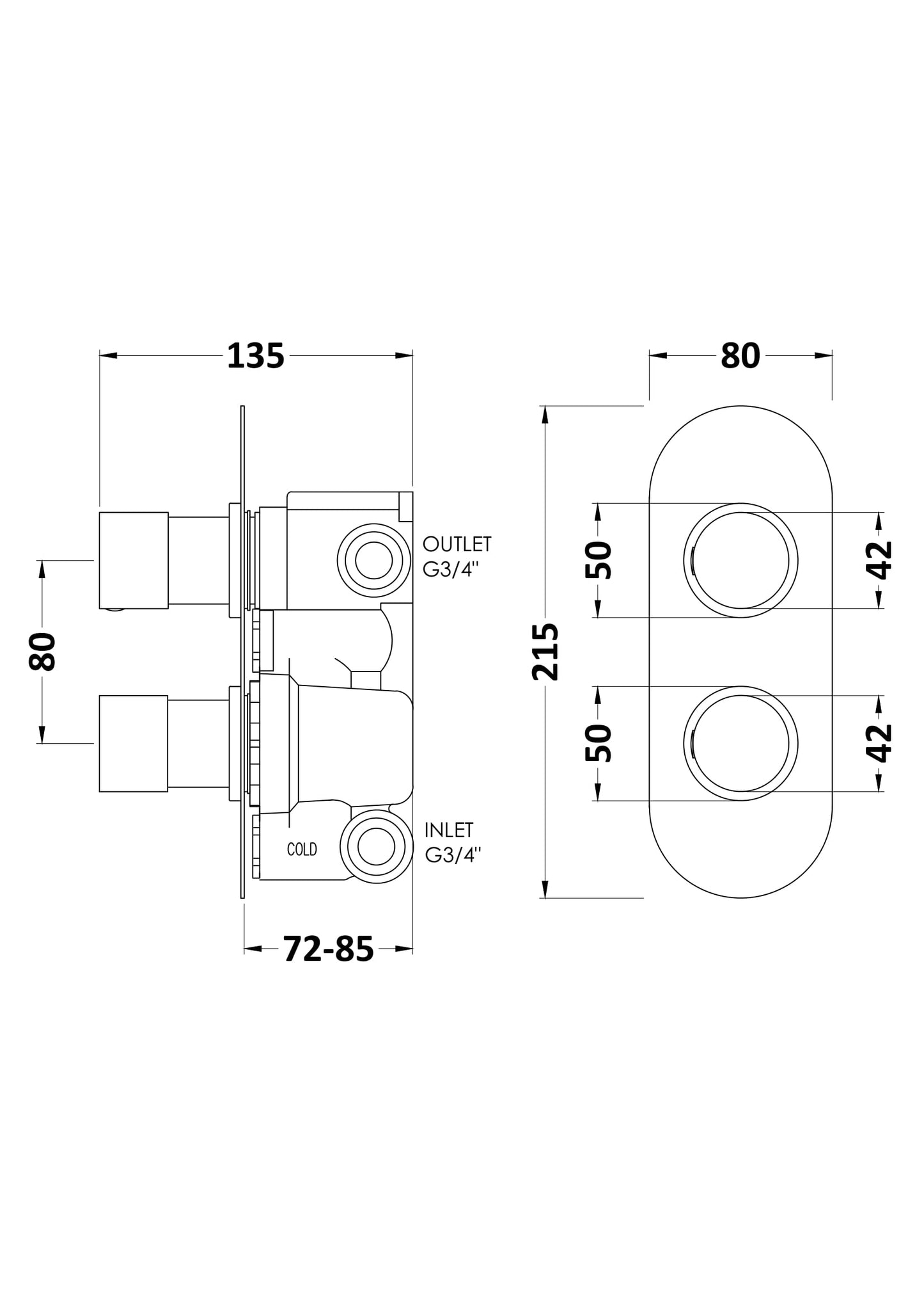 Hudson Reed Twin Valve with Diverter
