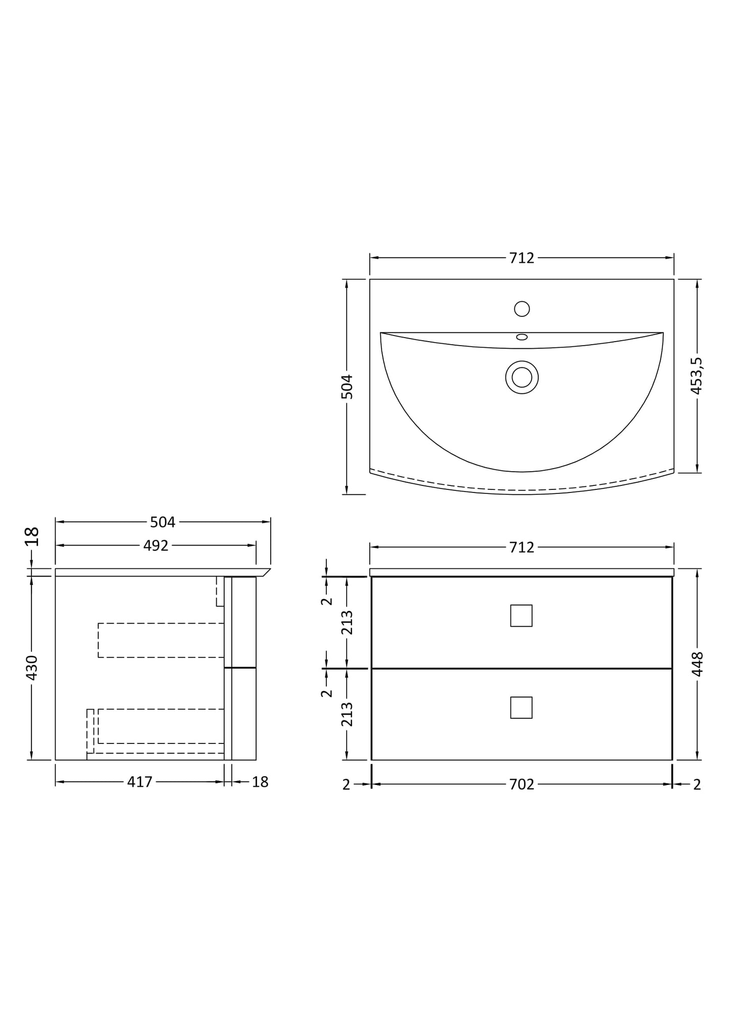 Hudson Reed 700mm Cabinet & Basin