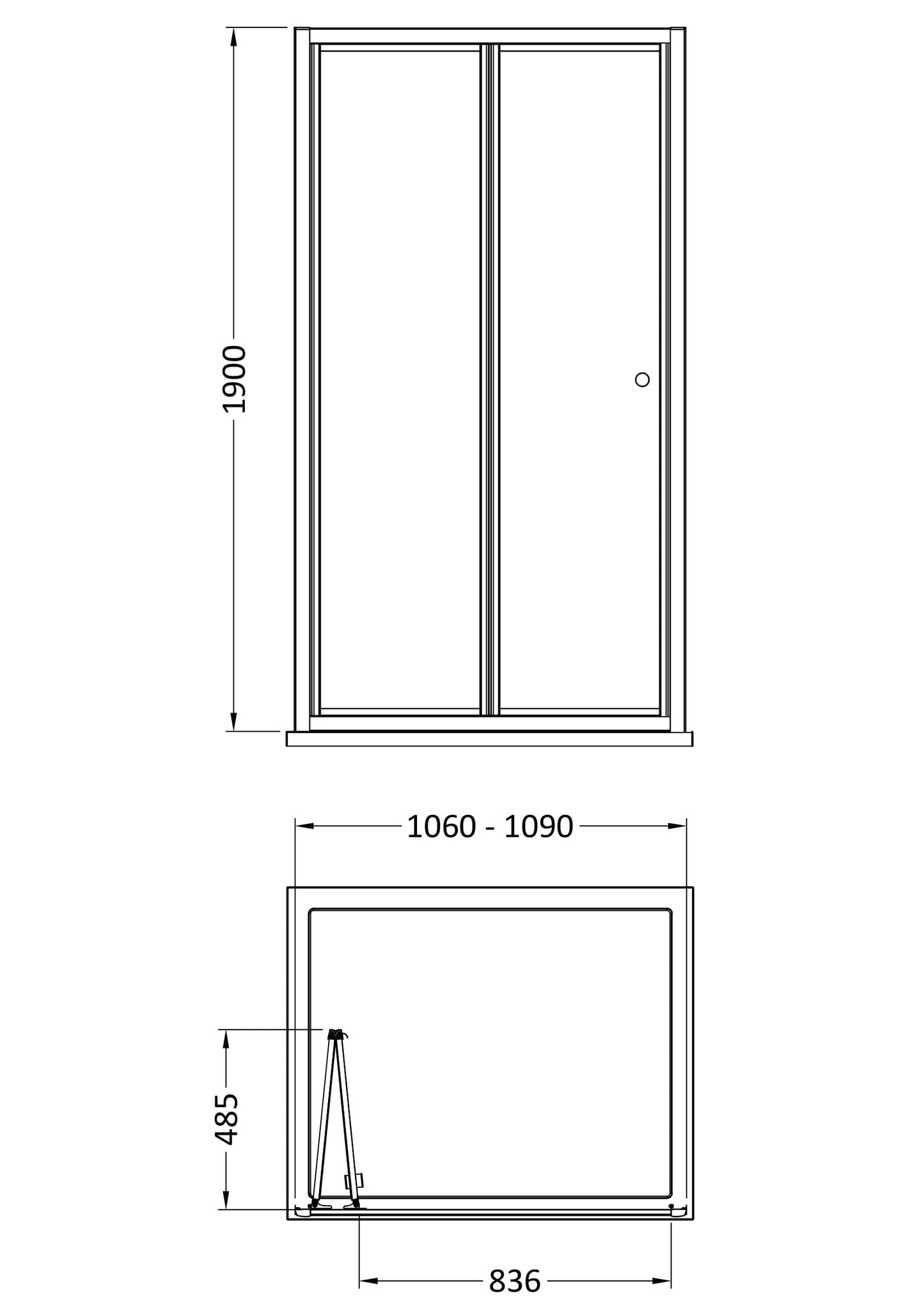 NUIE 1900 x 1100mm Bi-Fold Shower Door