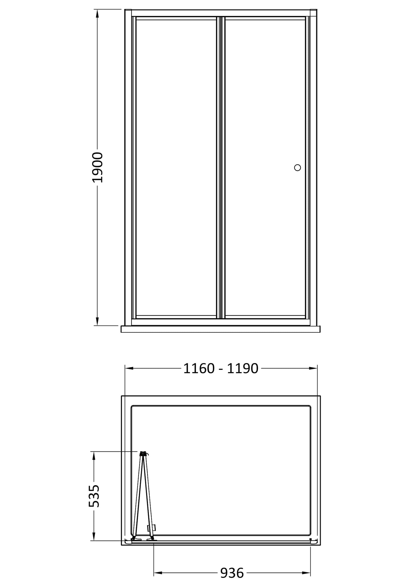 NUIE 1900 x 1200mm Bi-Fold Shower Door
