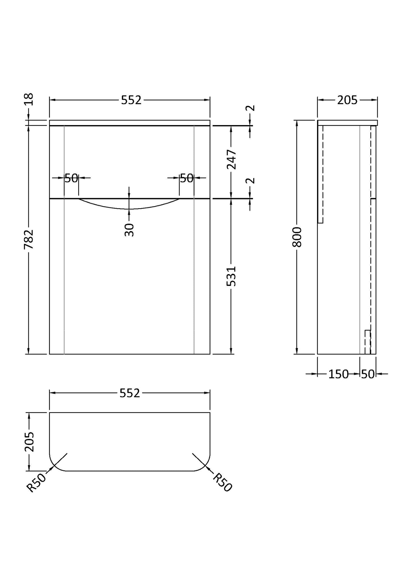 NUIE 550mm WC Unit