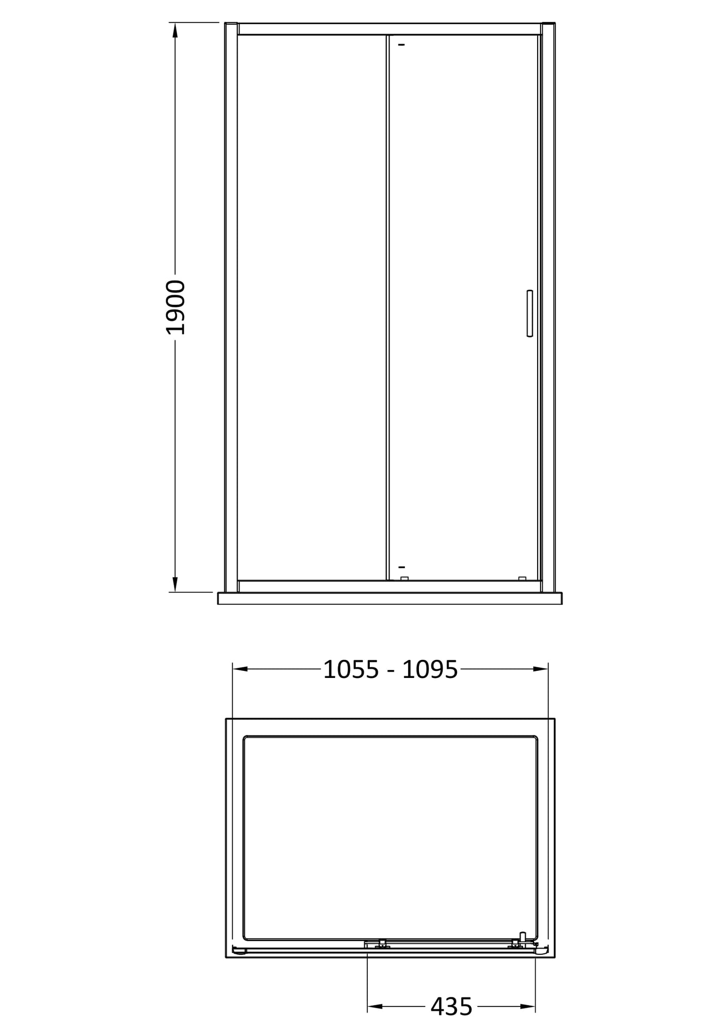 NUIE 1900 x 1100mm Sliding Shower Door